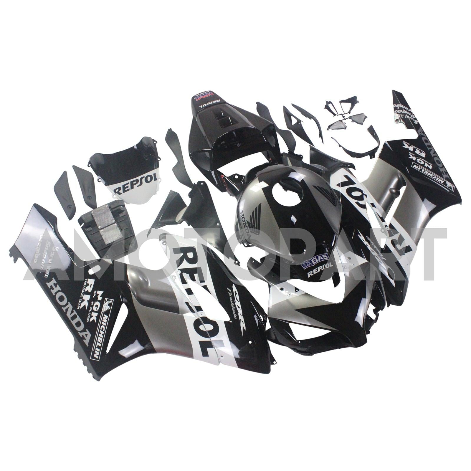 Amotopart Fairings Honda CBR1000RR 2004-2005 Fairing Repsol Racing Black Silver Fairing Kit