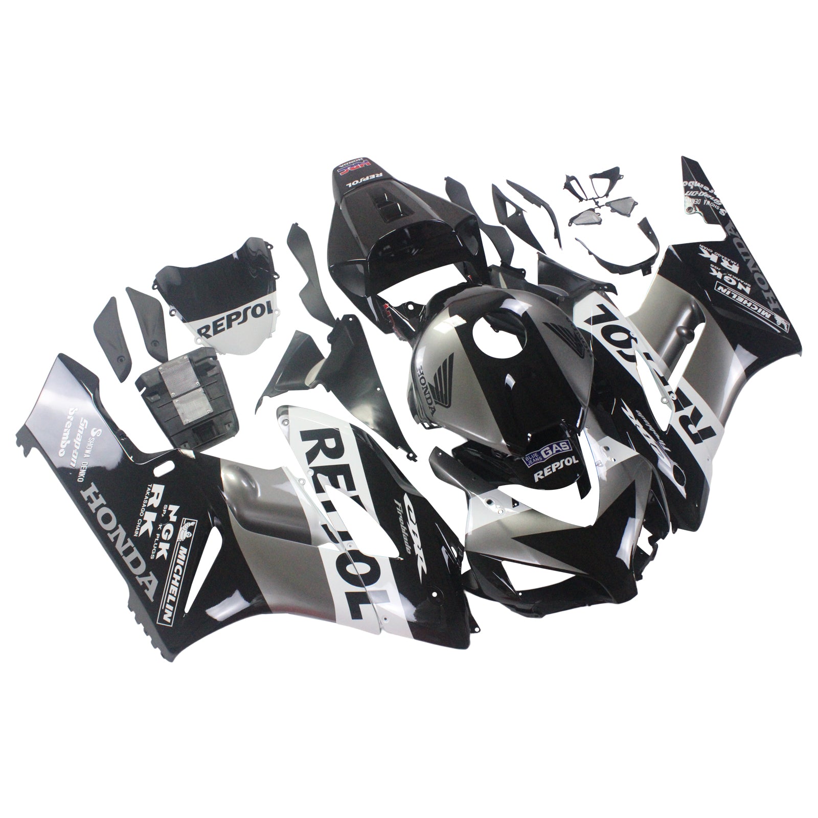 Amotopart Fairings Honda CBR1000RR 2004-2005 Fairing Repsol Racing Black Silver Fairing Kit