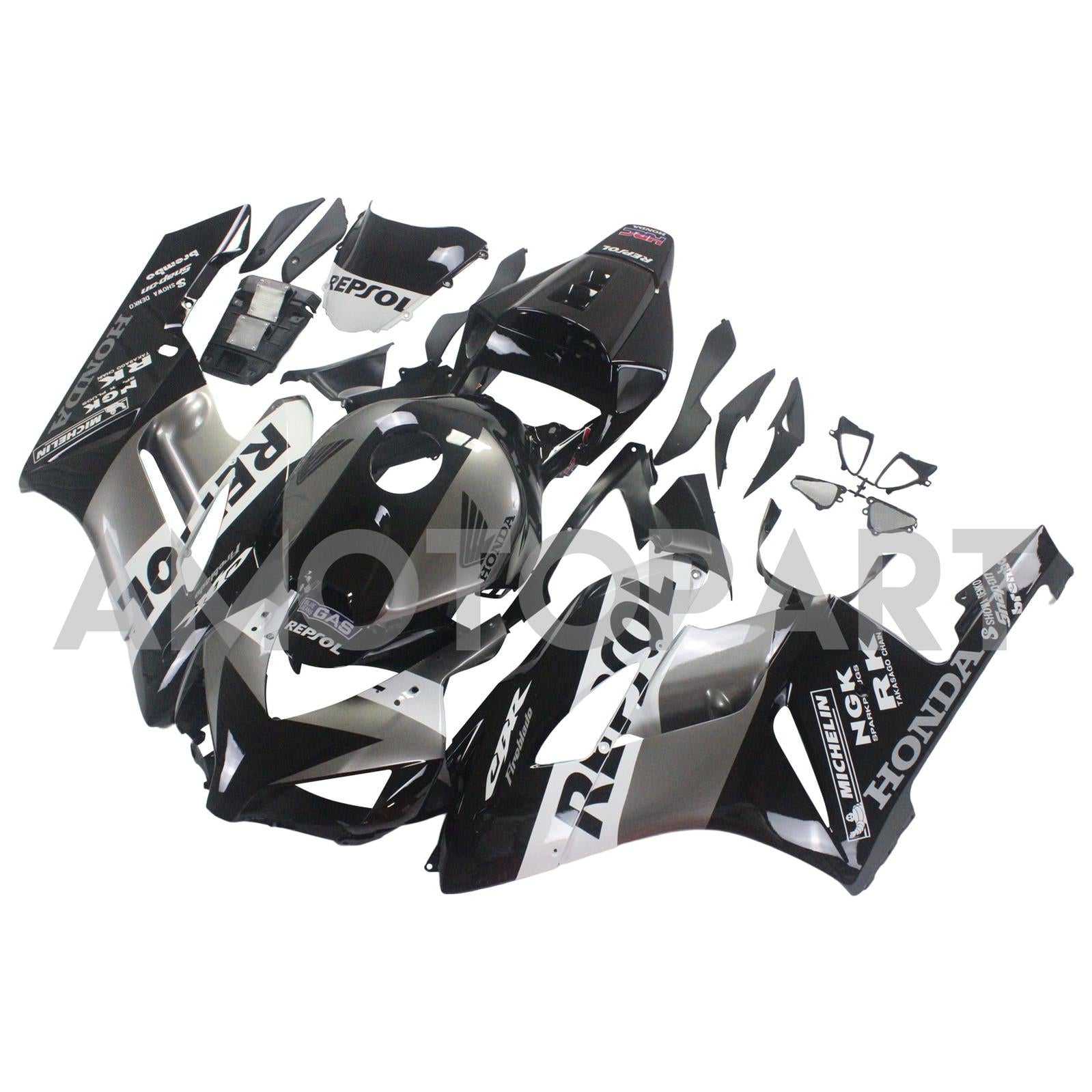 Amotopart Fairings Honda CBR1000RR 2004-2005 Fairing Repsol Racing Black Silver Fairing Kit