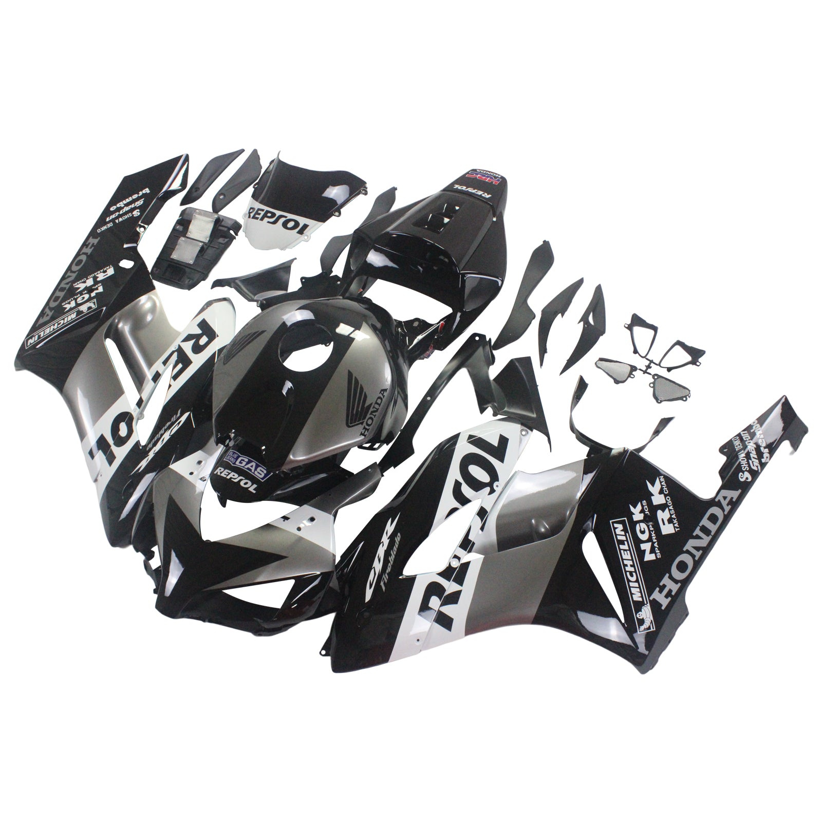 Amotopart Fairings Honda CBR1000RR 2004-2005 Fairing Repsol Racing Black Silver Fairing Kit