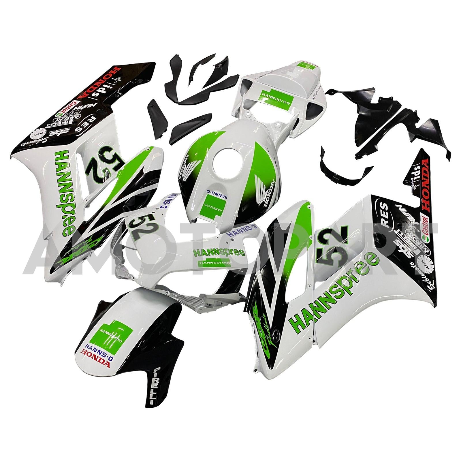 Frailiny Amotopart Honda CBR1000RR 2004-2005 Rádium White No.52 Hannspree Racing Fairing Kit