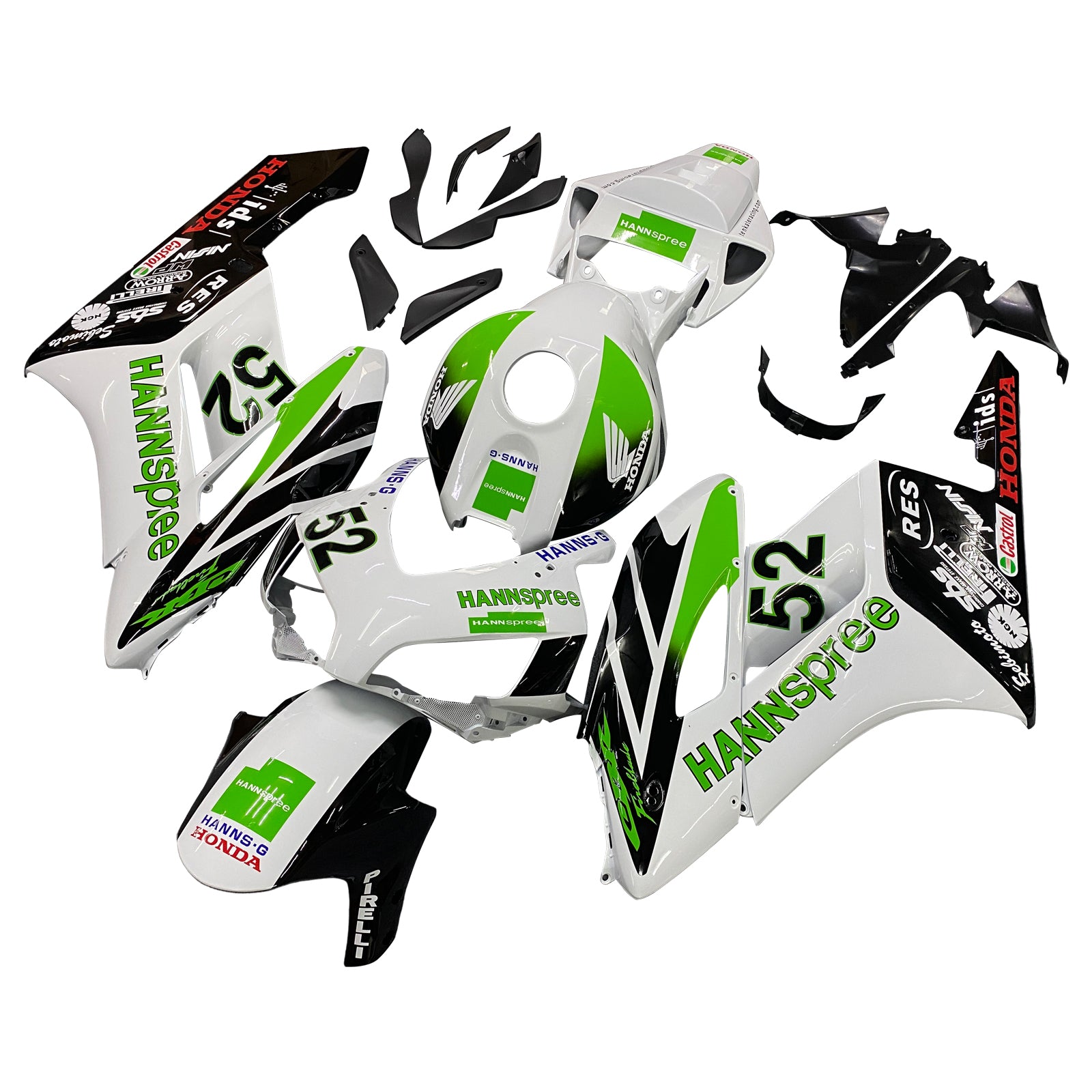 Amotopart Fairings Honda CBR1000RR 2004-2005 Fairing White No.52 Hannspree Racing Fairing Kit