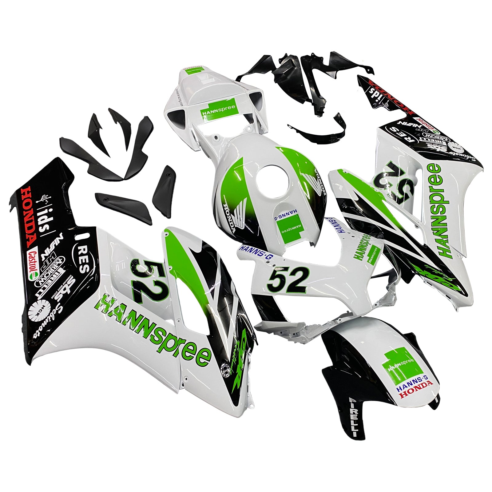 Amotopart Fairings Honda CBR1000RR 2004-2005 Fairing White No.52 Hannspree Racing Fairing Kit