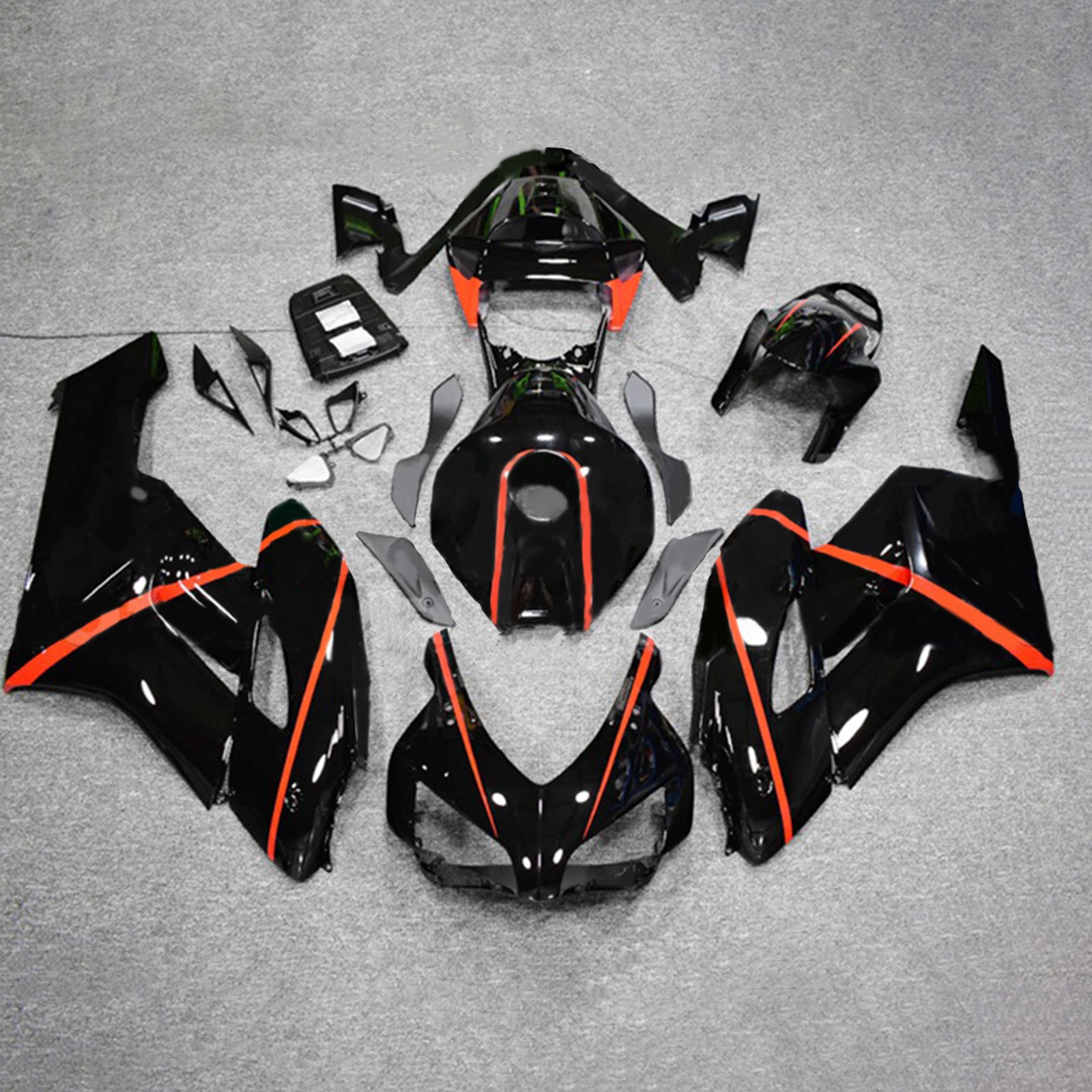 Amotopart 2004-2005 Honda CBR1000RR Gloss Black with Stripe Fairing Kit