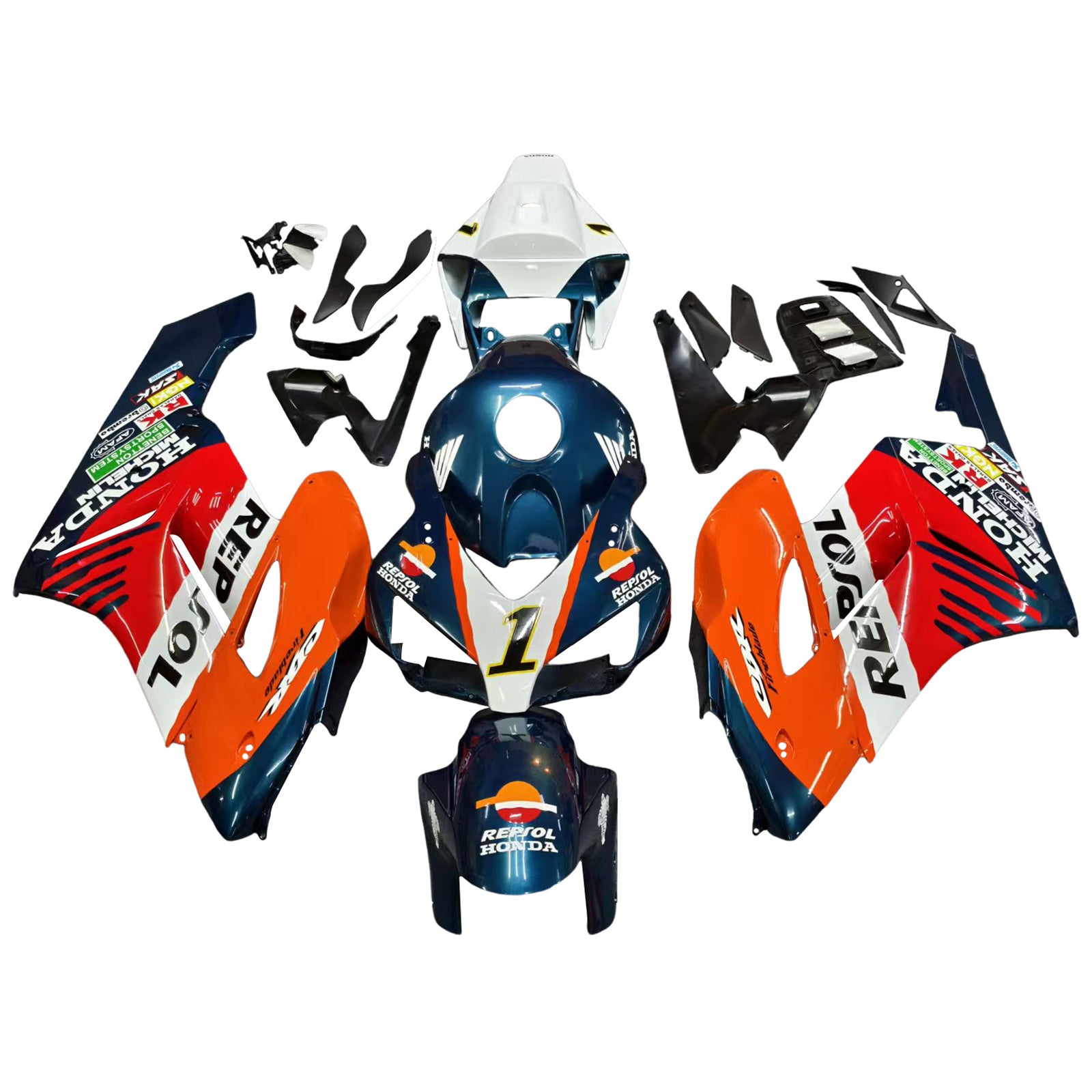Amotopart 2004-2005 Honda CBR1000RR Repjol Orange&Kit de carénage bleu