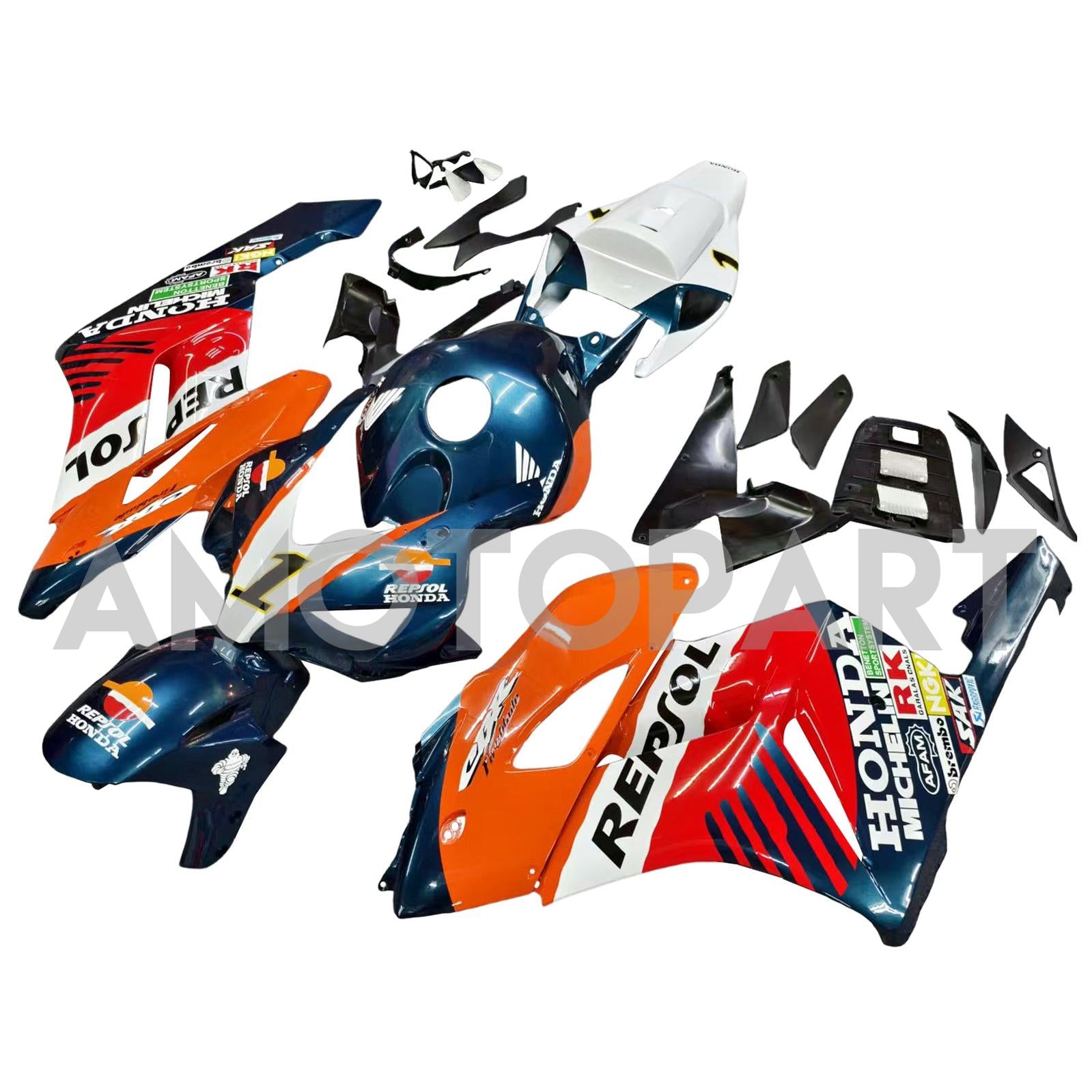 Amotopart 2004-2005 Honda CBR1000RR Repsol Orange Blue Fair Kit