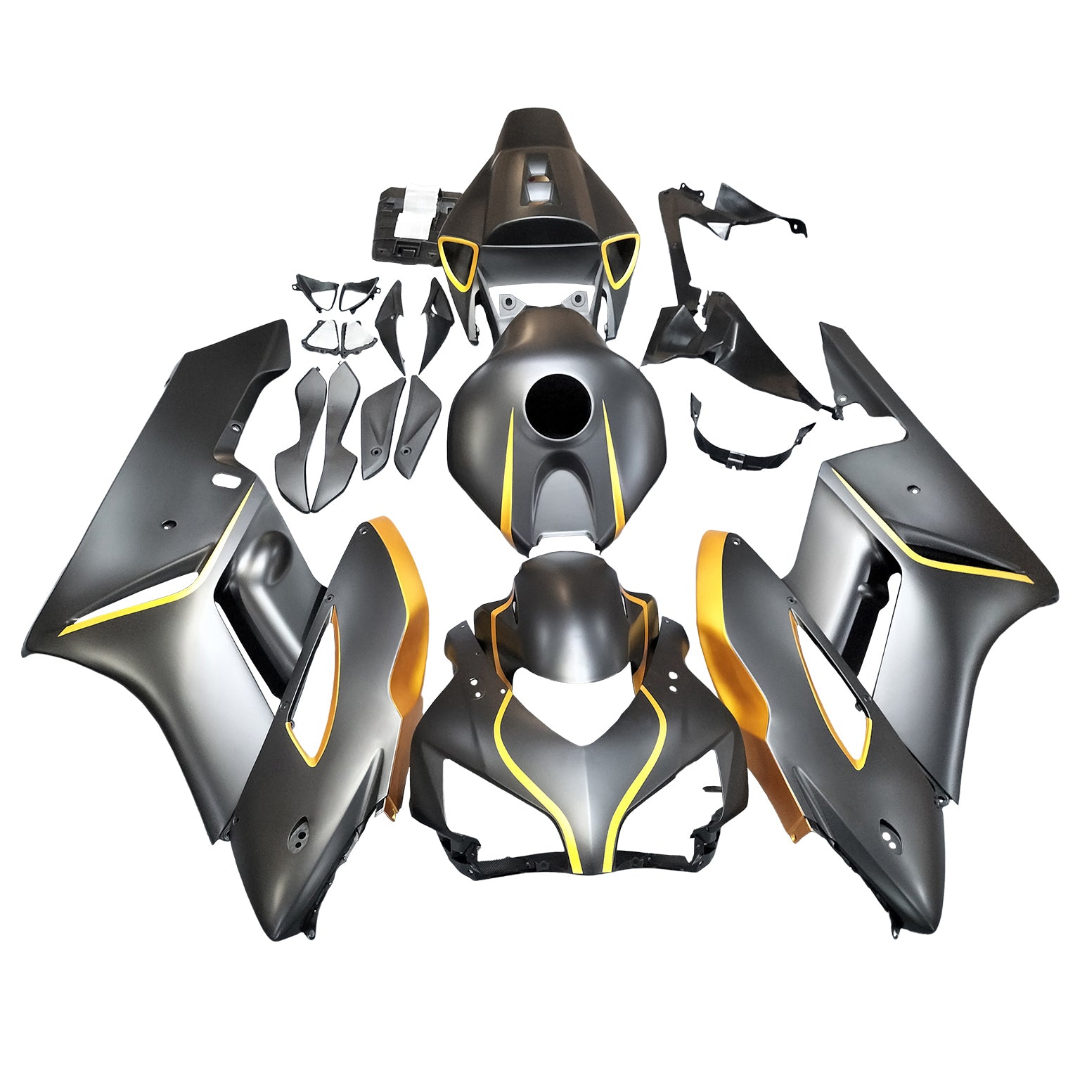 Amotopart 2004-2005 Honda CBR1000RR Matte Black&Gold Fairing Kit