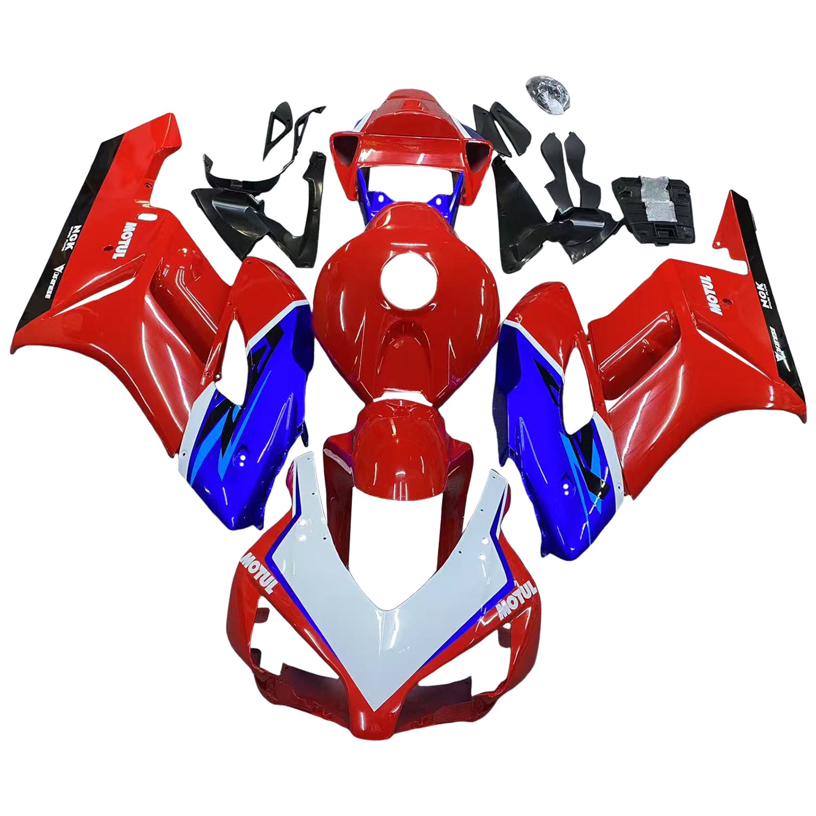 Amotopart Honda CBR1000RR Rouge 2004-2005&Kit de carénage bleu Style5