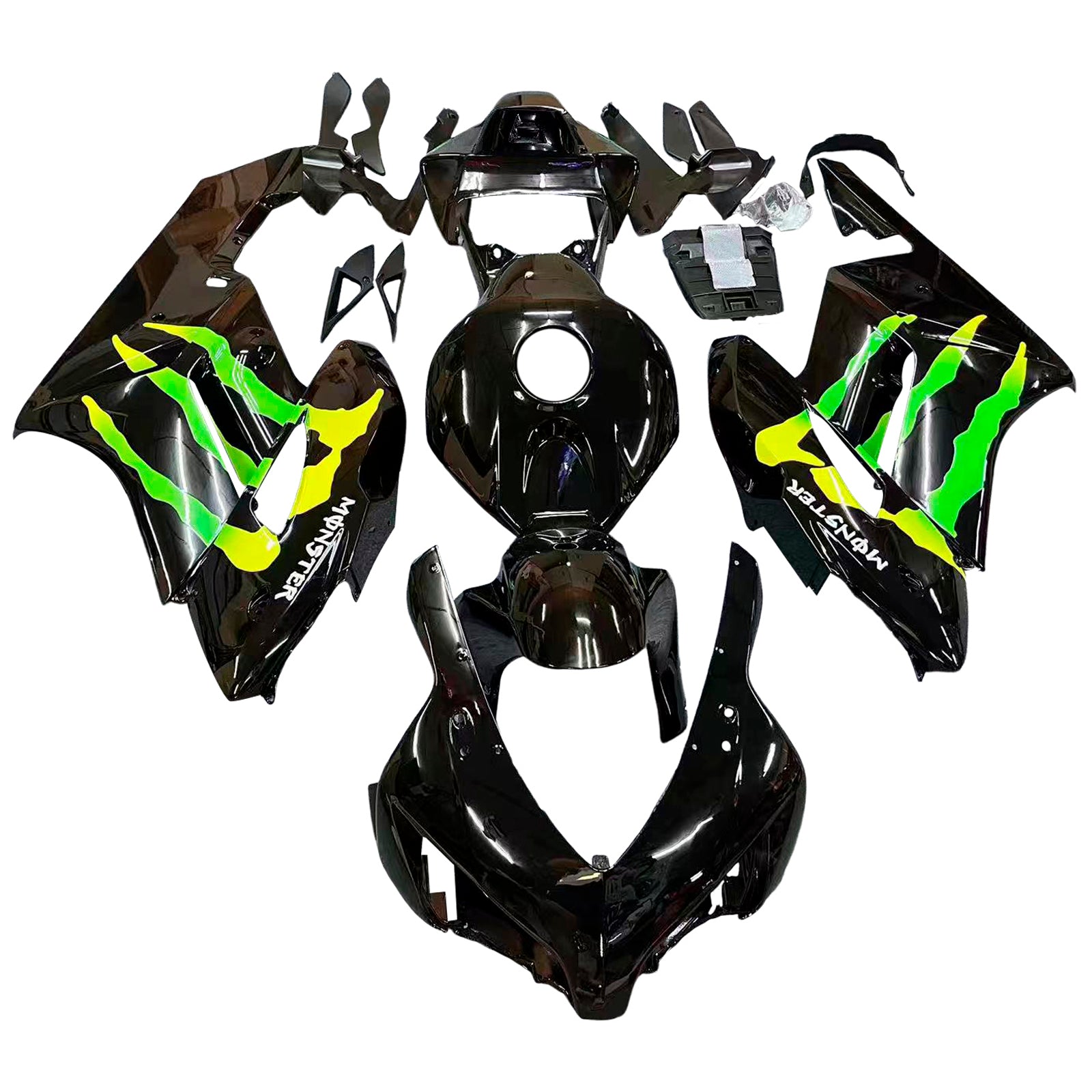 Amotopart 2004-2005 Honda CBR1000RR Black z zestawem Fairing Logo Monster Logo
