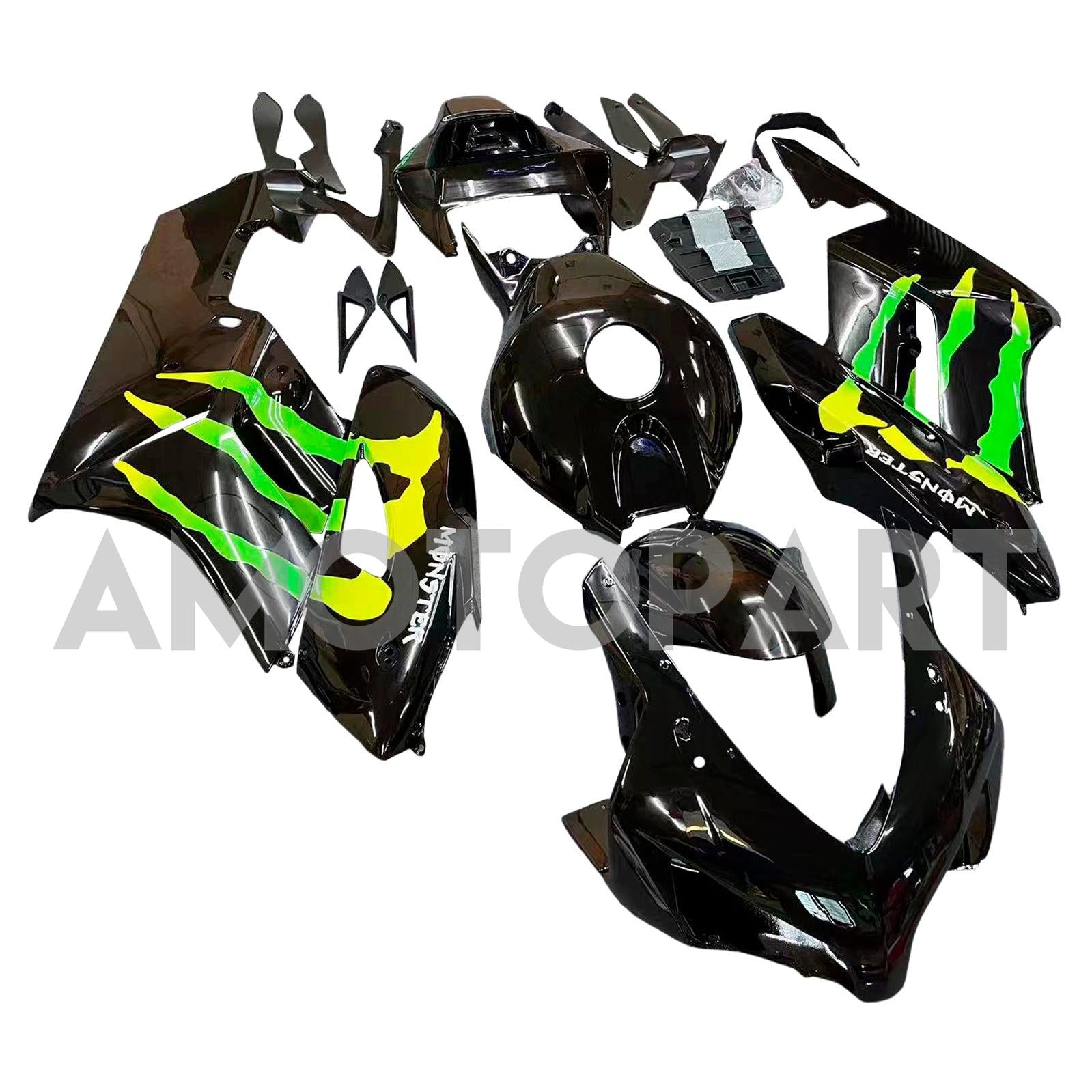 Amotopart 2004-2005 Honda CBR1000RR Black with Monster Logo Fairing Kit