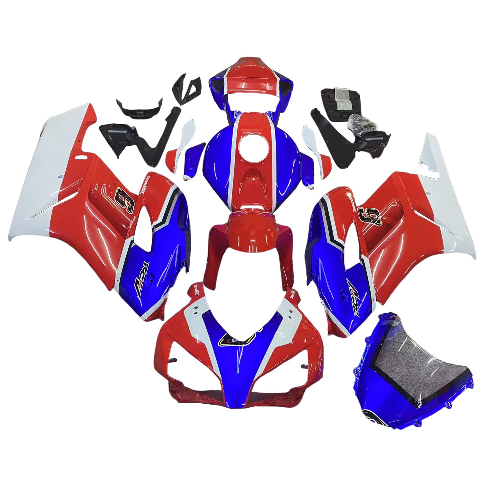 Amotopart 2004-2005 Honda CBR1000RR Rojo&BKit de carenado azul Style2