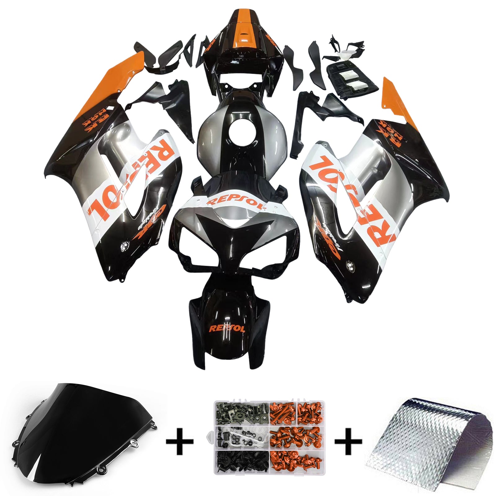 Amotopart 2004-2005 Honda CBR1000RR Kit de carenado Repsol naranja gris