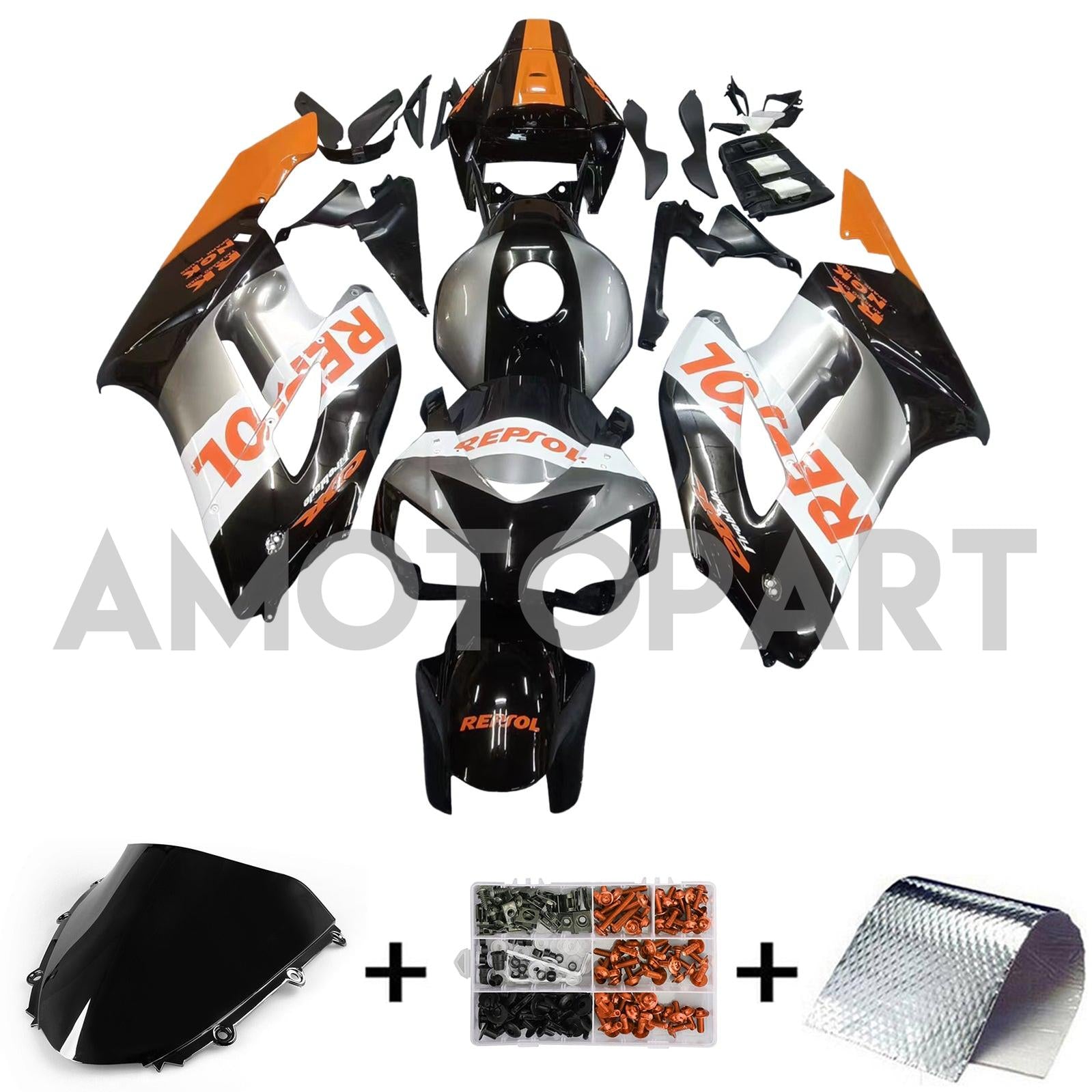 Amotopart 2004-2005 Honda CBR1000RR Kit de carenado Repsol naranja gris