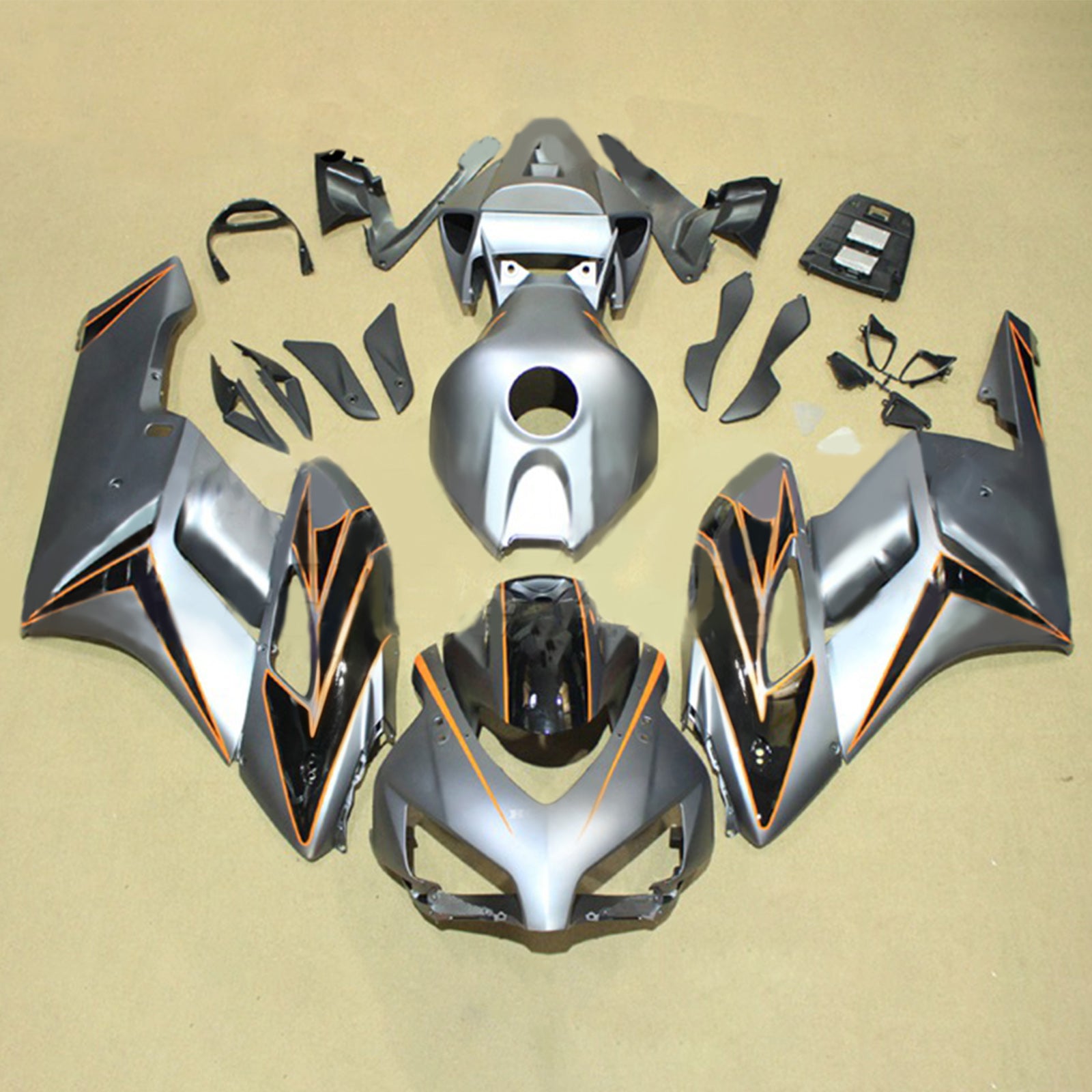 Amotopart 2004-2005 Honda CBR1000RR Gray & Orange Stripe Kairing Kit