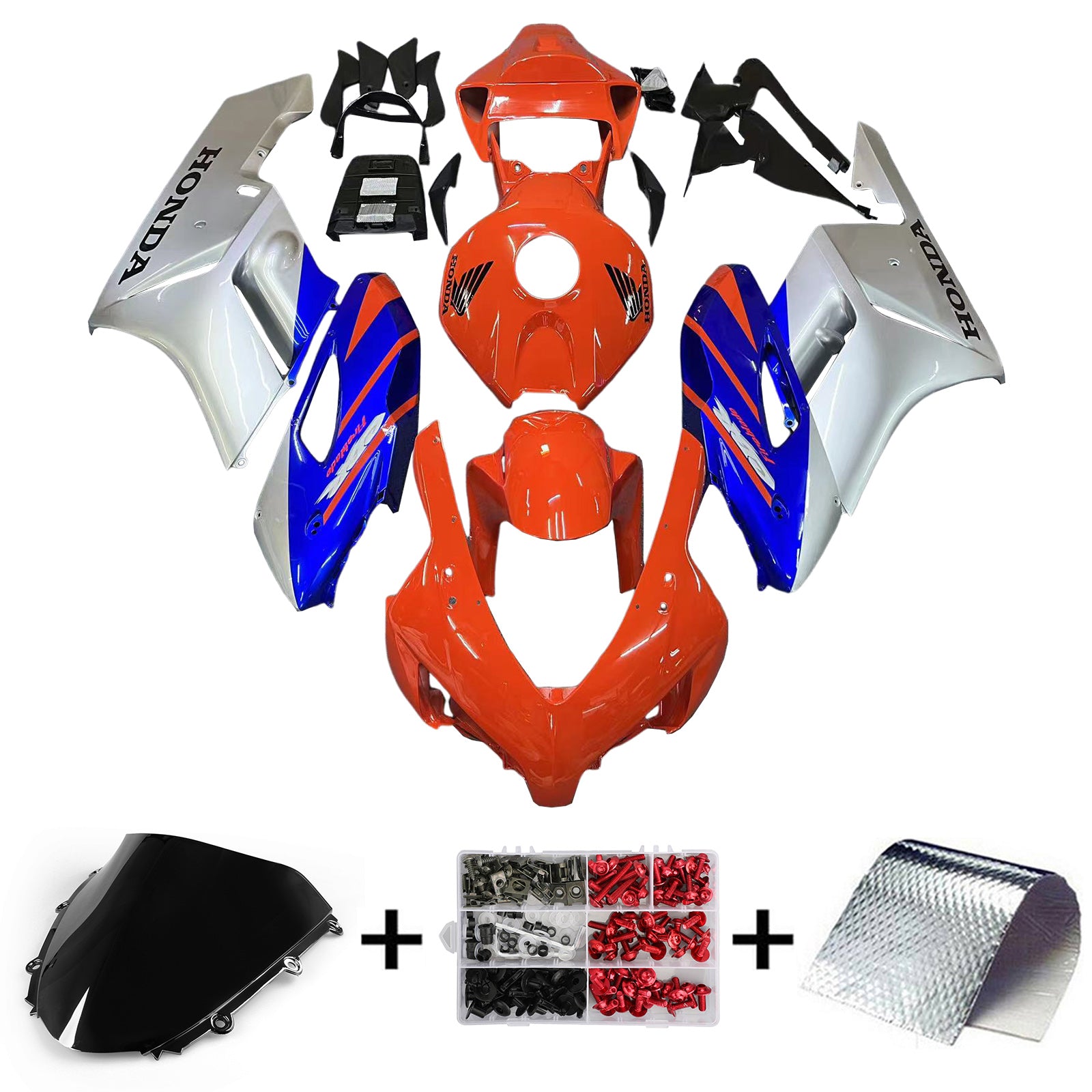 Amotopart 2004-2005 Honda CBR1000RR Orange&Kit de carénage Blue Style1