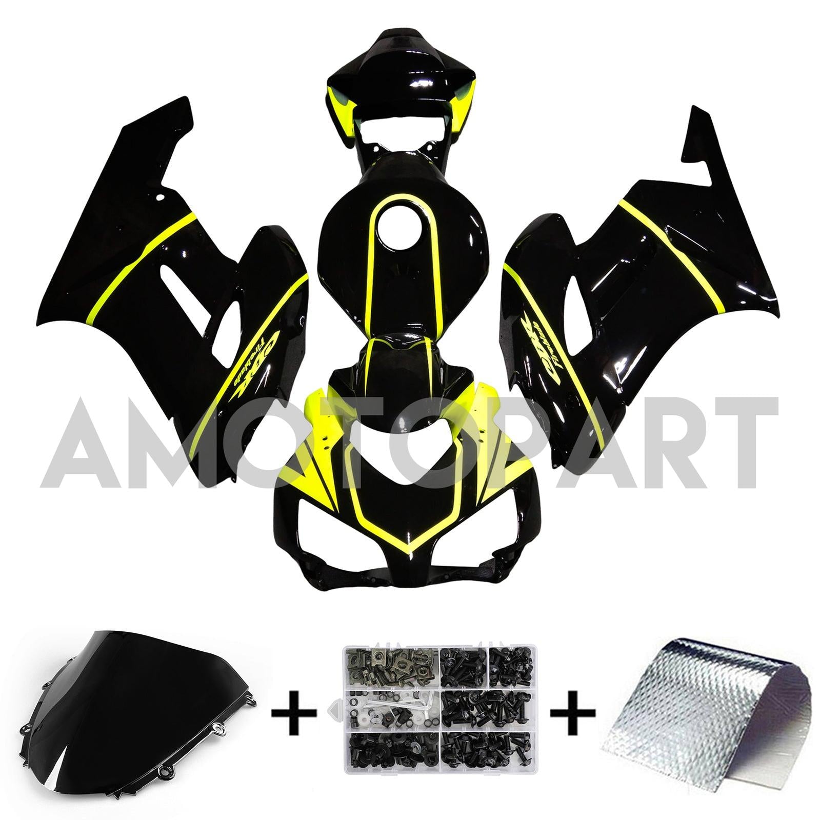 Amotopart 2004-2005 Honda CBR1000RR Gloss Black&Yellow Fairing Kit