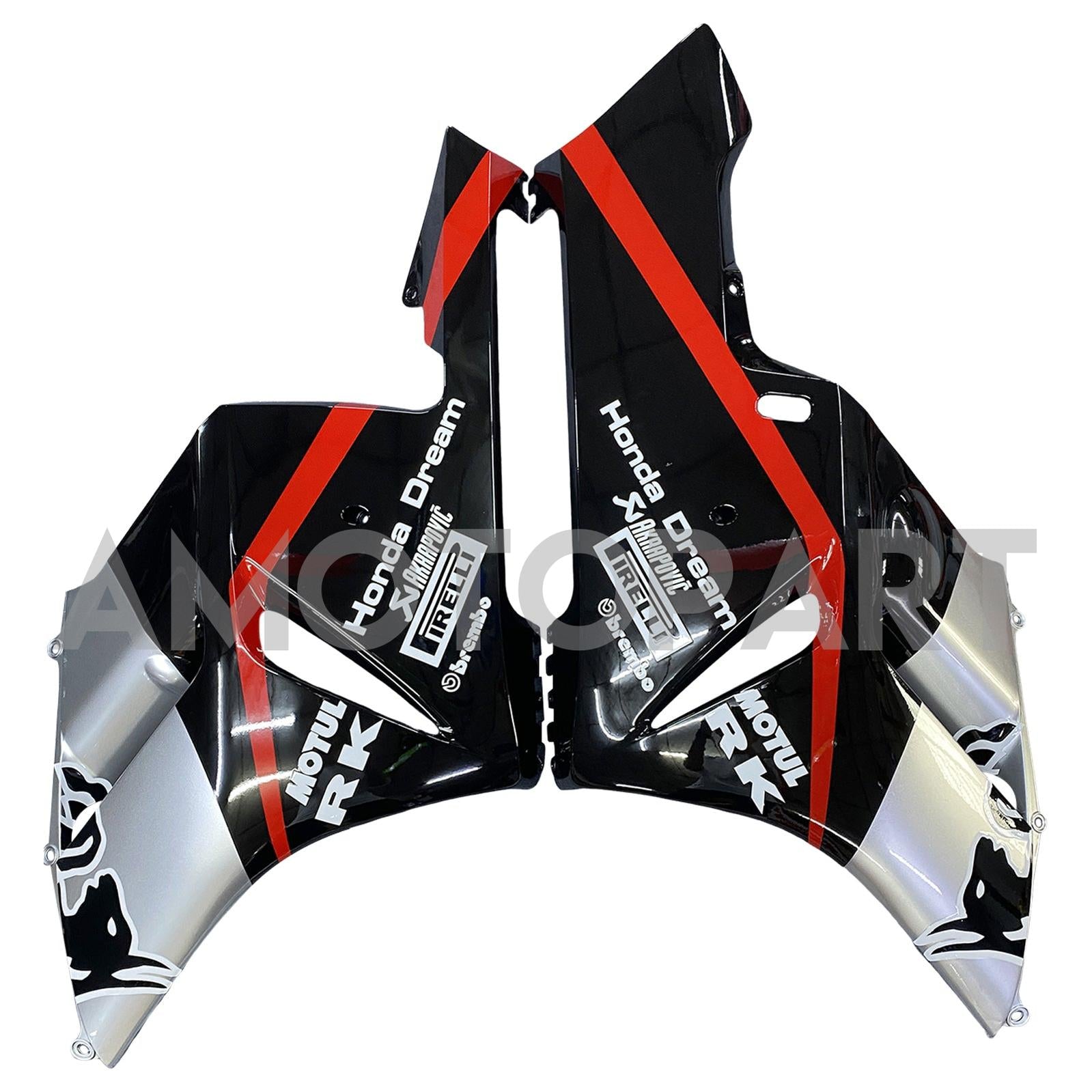 Amotopart 2004-2005 Honda CBR1000RR Black&Silver with Red Stripe Fairing Kit