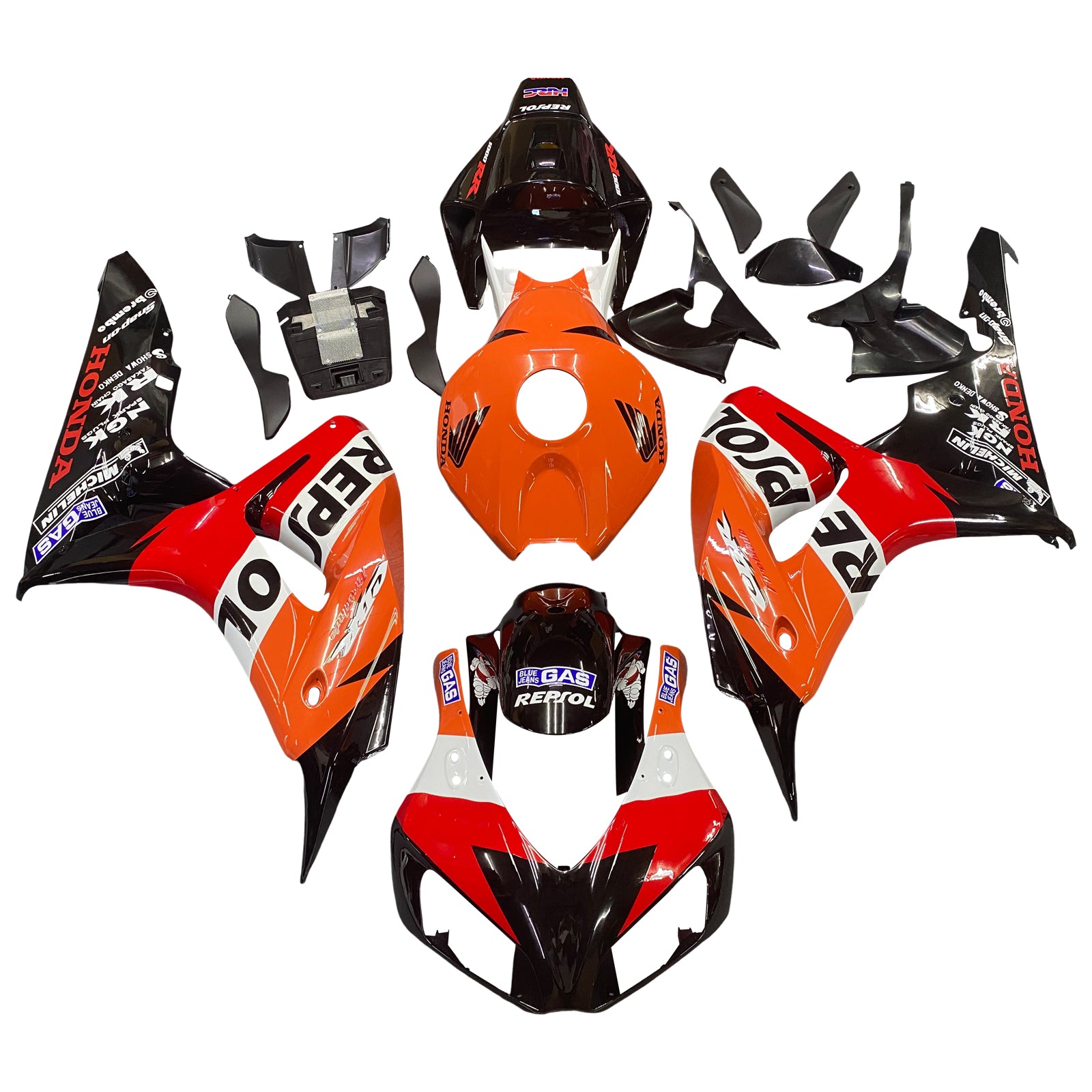 Amotopart 2006–2007 Honda CBR1000RR Verkleidungsset in Schwarz und Grau