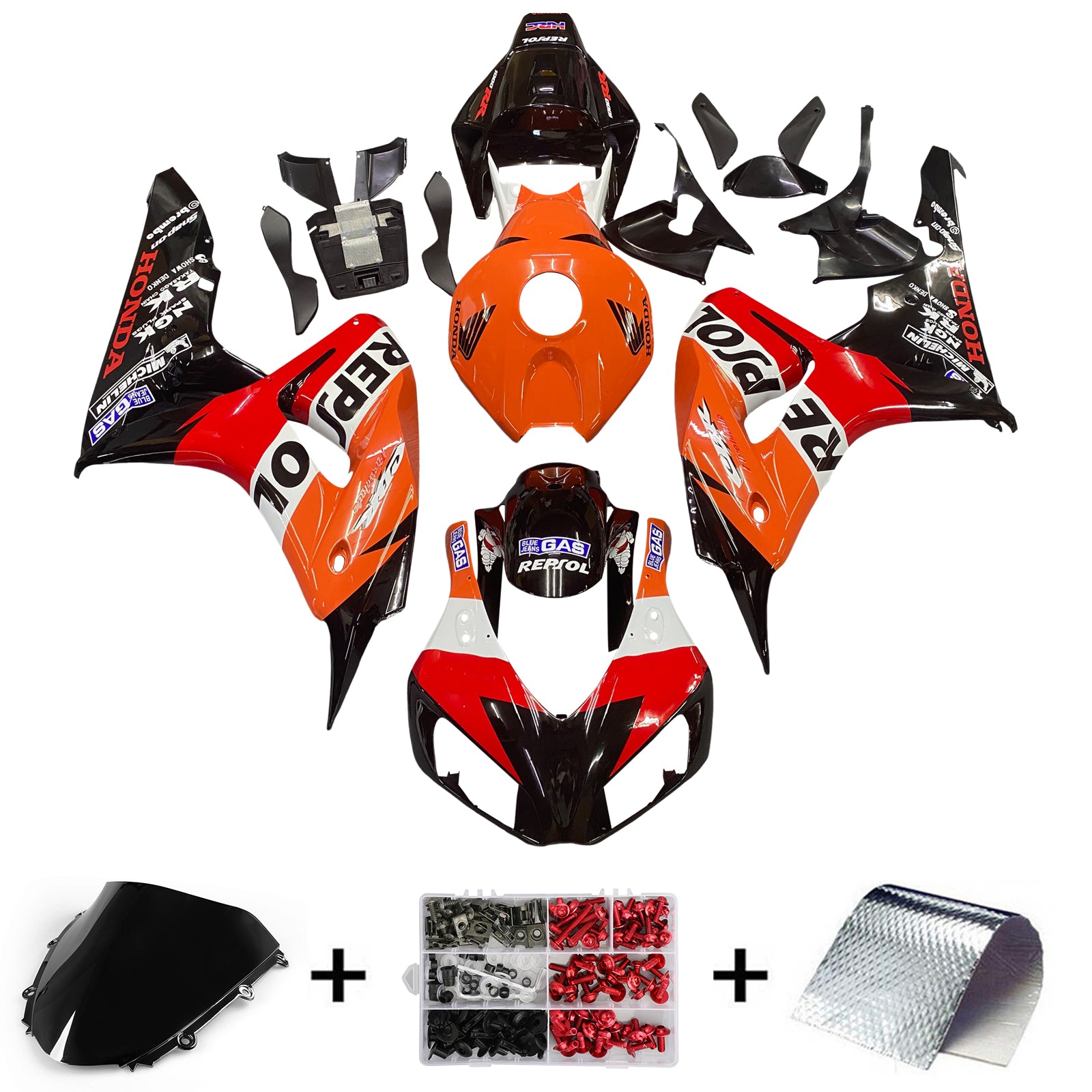 Amotopart 2006-2007 Honda CBR1000RR Kit de carenado naranja rojo repsol