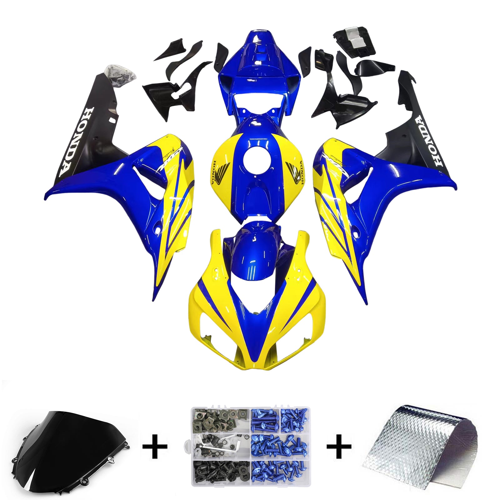 Amotopart フェアリング ホンダ 1000RR 2006-2007 フェアリング CBR レーシング ブルー イエロー フェアリングキット