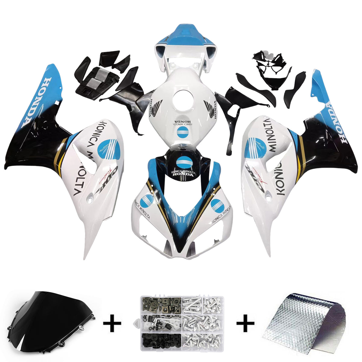 Amotopart Carene Honda CBR1000RR 2006-2007 Carena Bianca Konica Minolta Racing Kit Carena