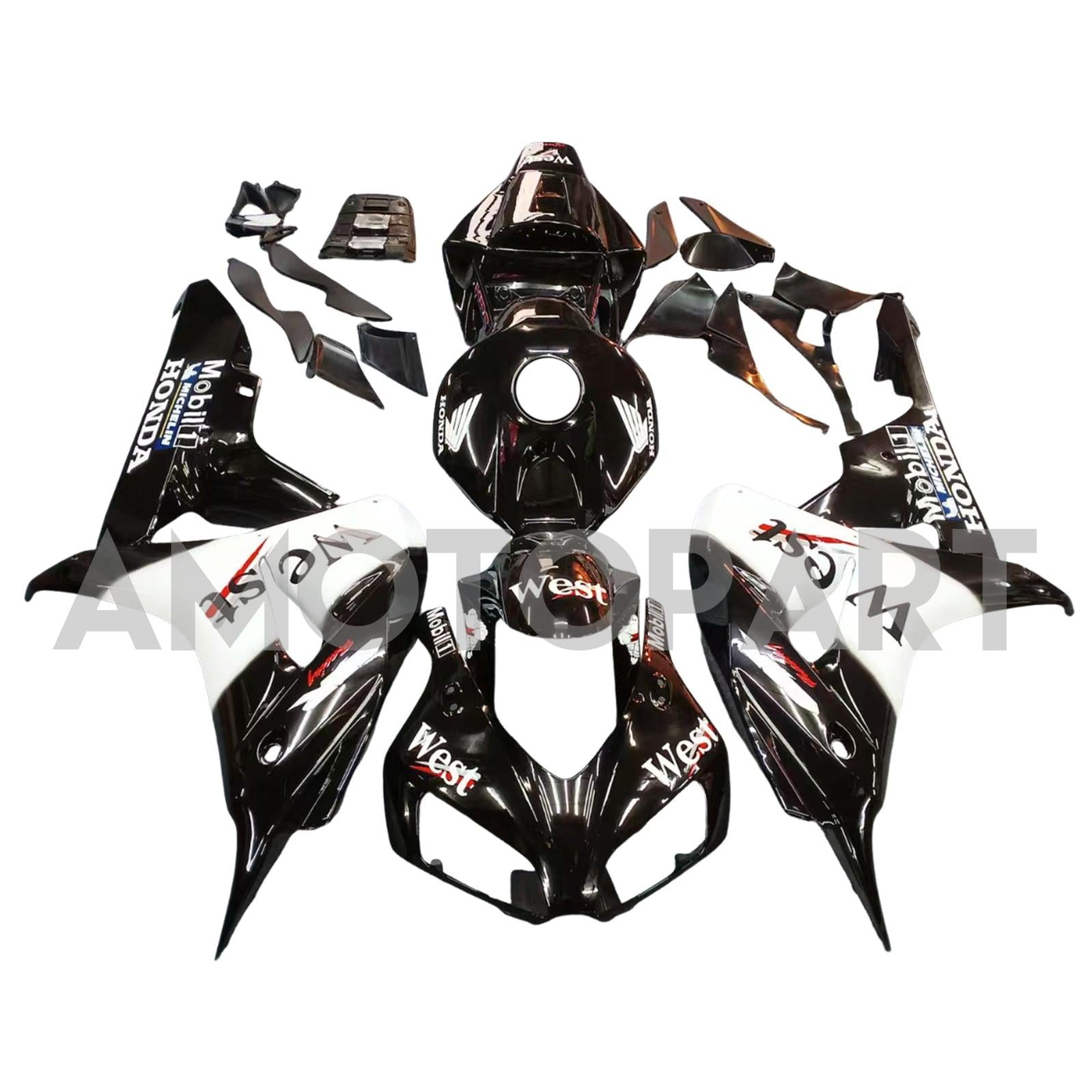 Amotopart Fairings Honda CBR1000RR 2006-2007 Fairing West Racing Black Fairing Kit