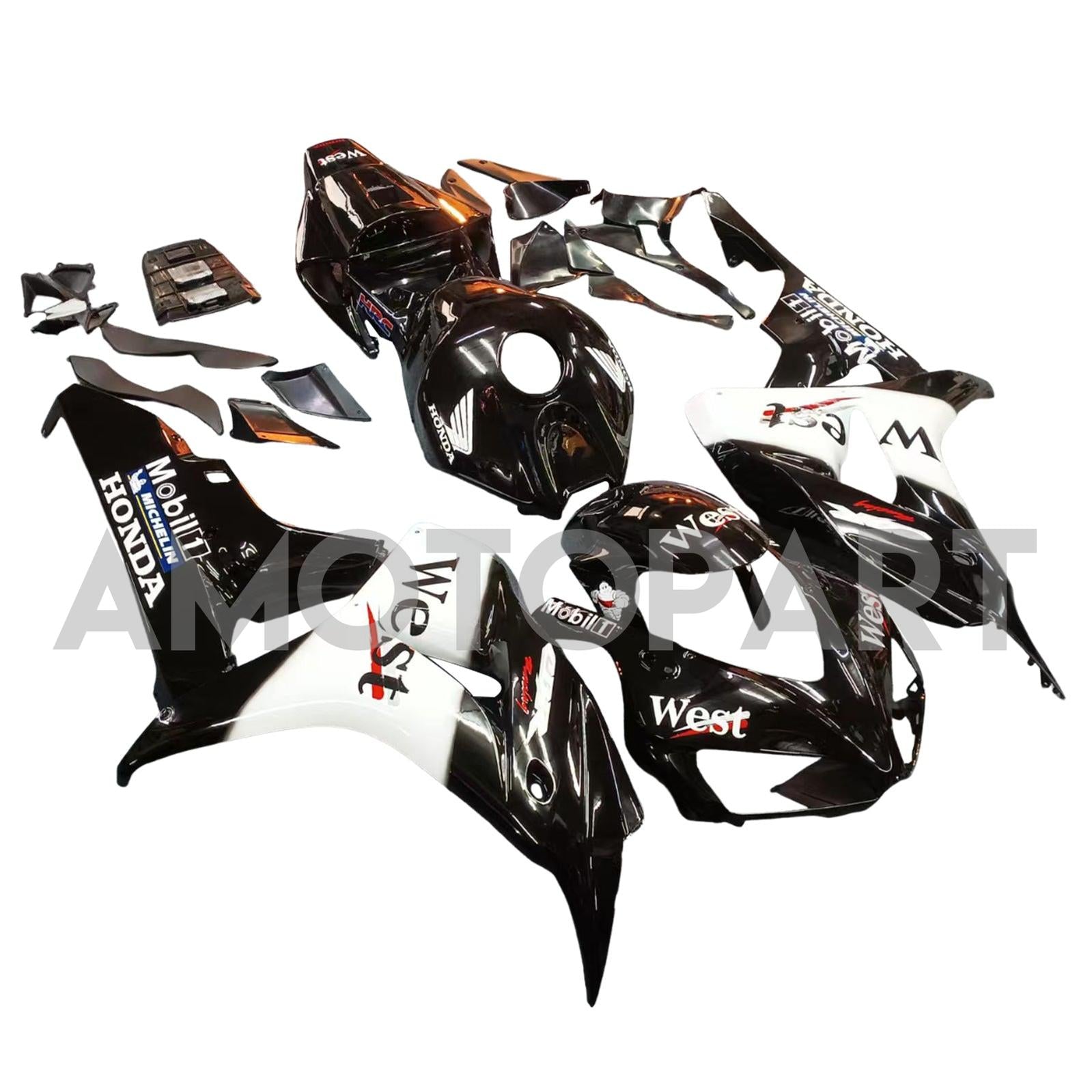 Amotopart Fairings Honda CBR1000RR 2006-2007 Fairing West Racing Black Fairing Kit