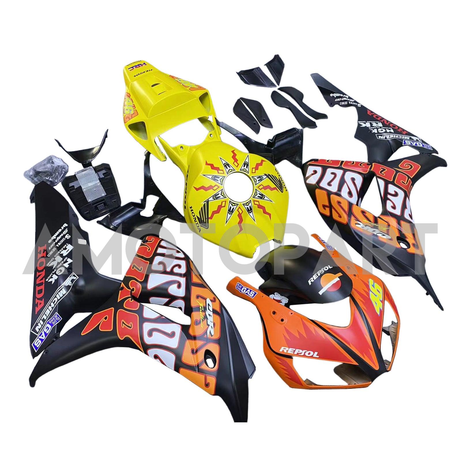 Amotopart Fairings Honda CBR1000RR 2006-2007 Fairing Valentino Rossi Racing Black Yellow Fairing Kit