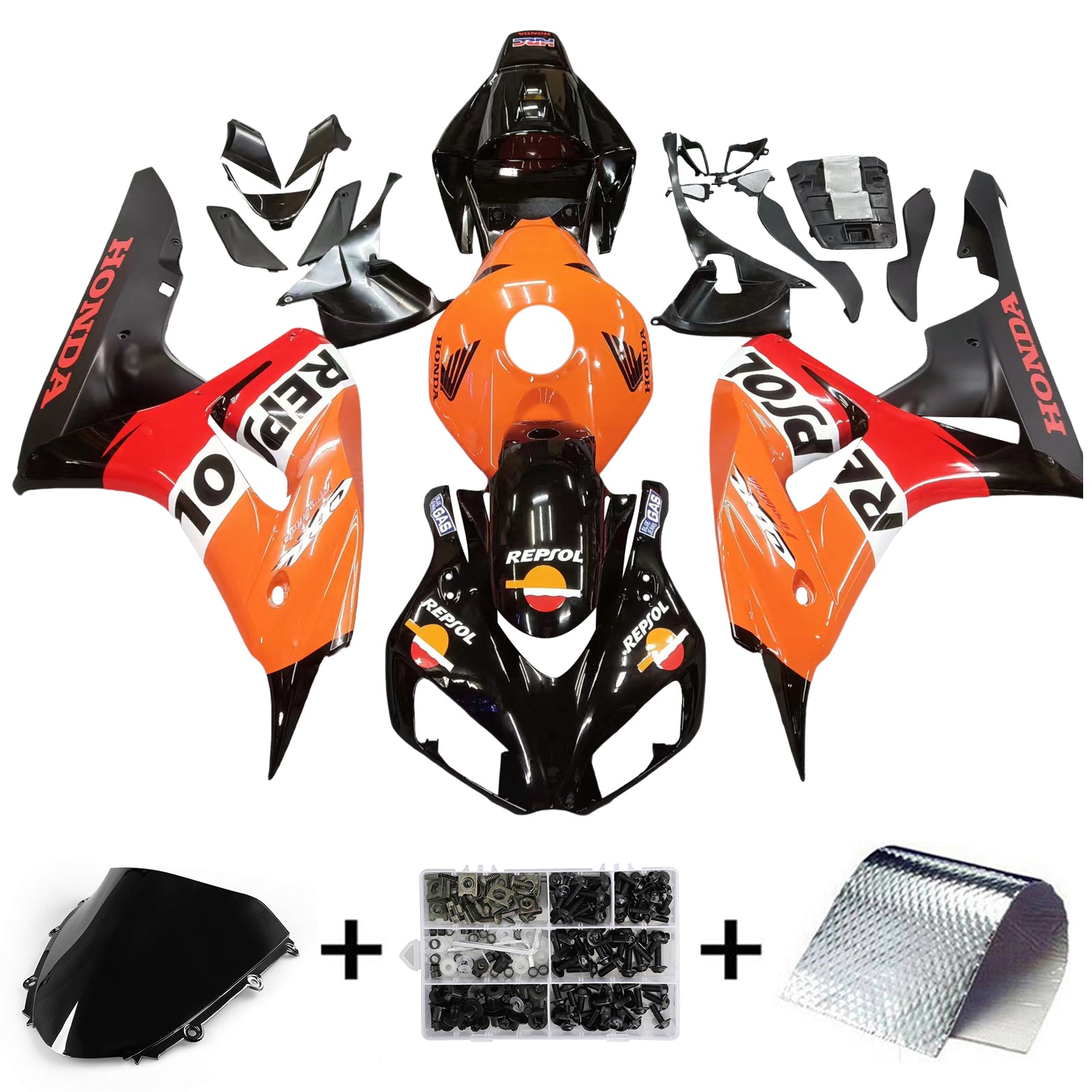 Amotopart 2006-2007 Honda CBR1000RR Kit de carénage orange et noir