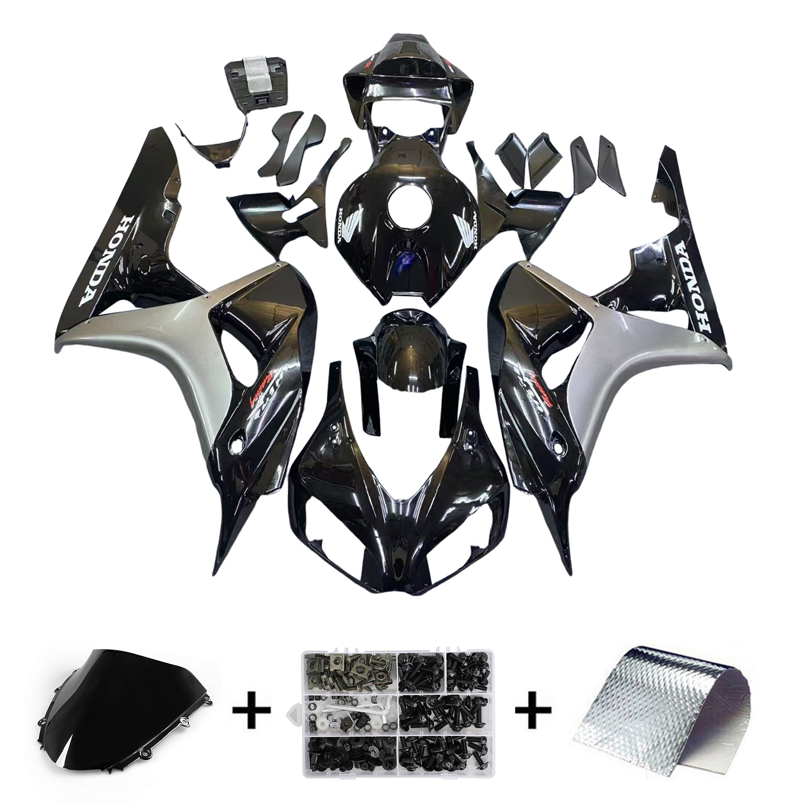 Carénage Amotopart noir pour Honda CBR1000RR 2006-2007&Kit gris