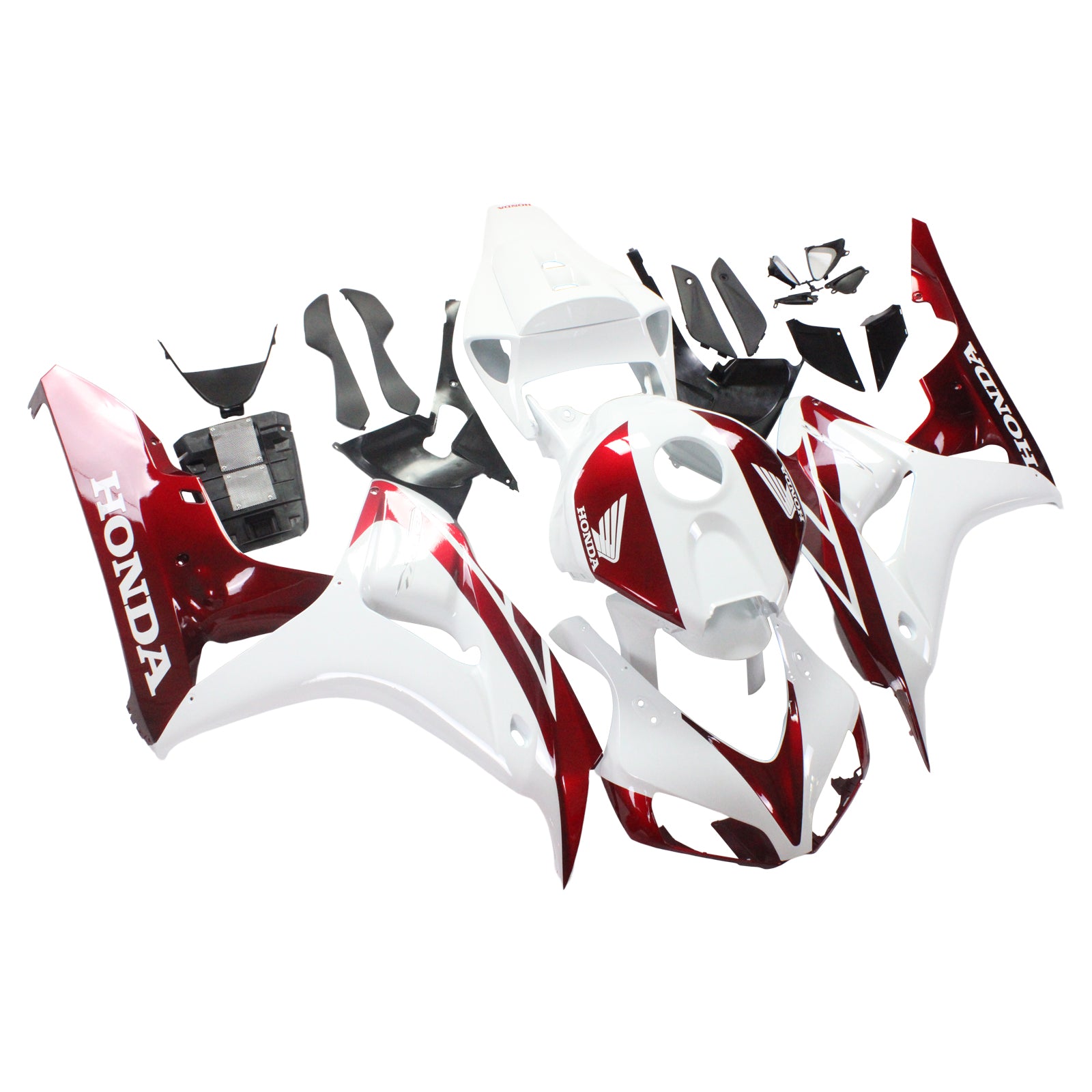 Amotopart Fairings Honda CBR1000RR 2006-2007 Fairing White & Cherry Red Honda Racing Fairing Kit