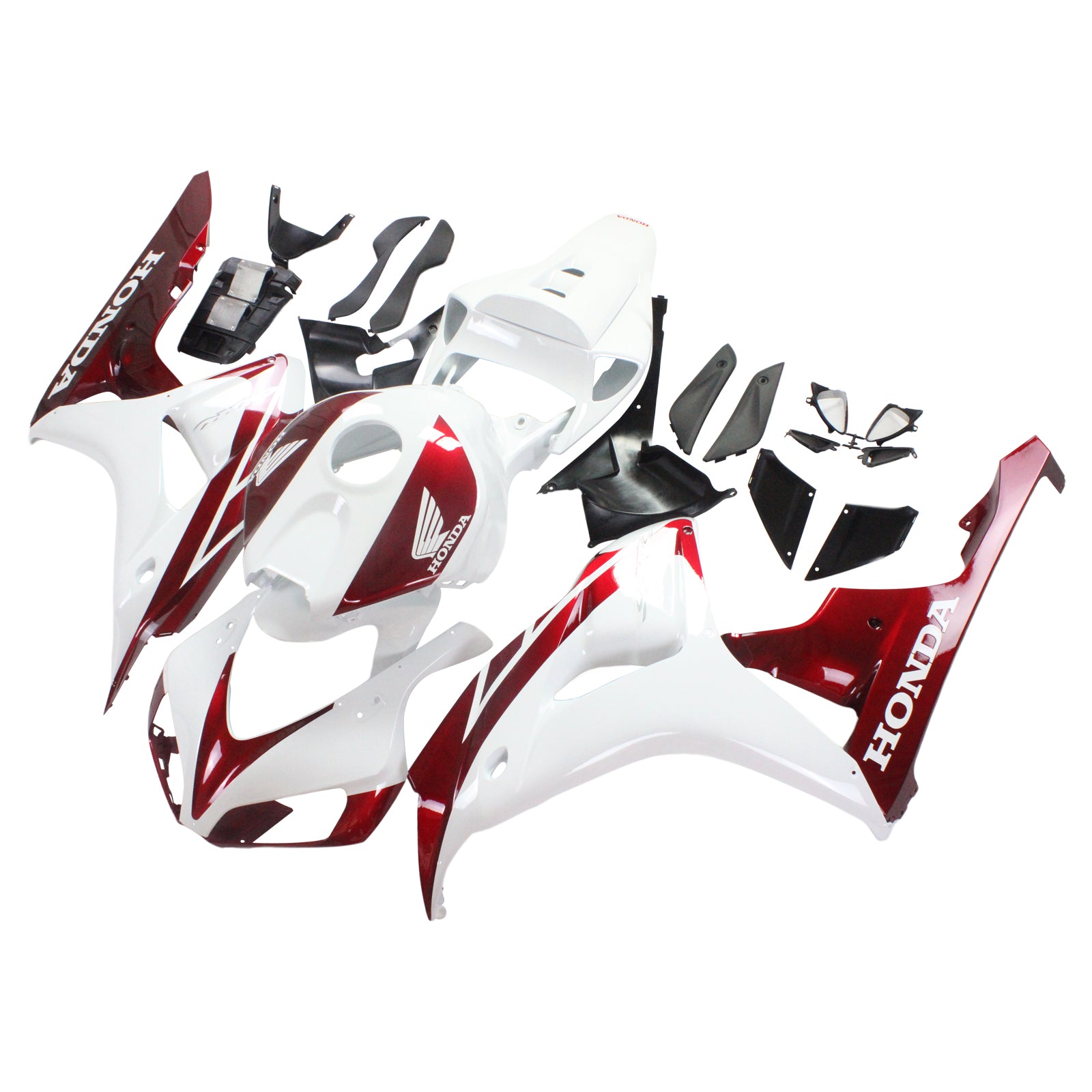 Amotopart Fairings Honda CBR1000RR 2006-2007 Fairing White & Cherry Red Honda Racing Fairing Kit