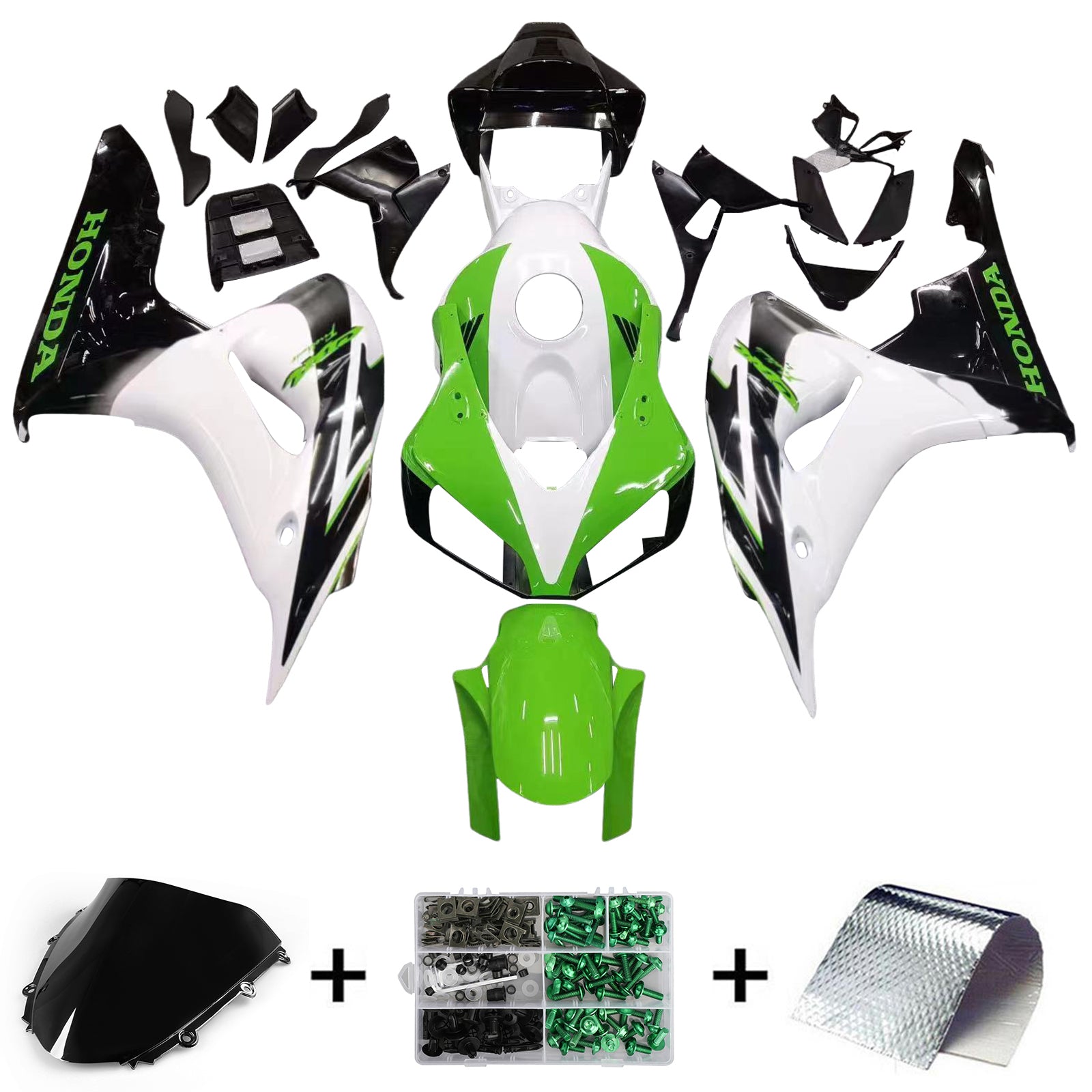 Amotopart Carene CBR1000RR 2006-2007 Carena Bianco Verde Nero Honda CBR Racing Kit carena