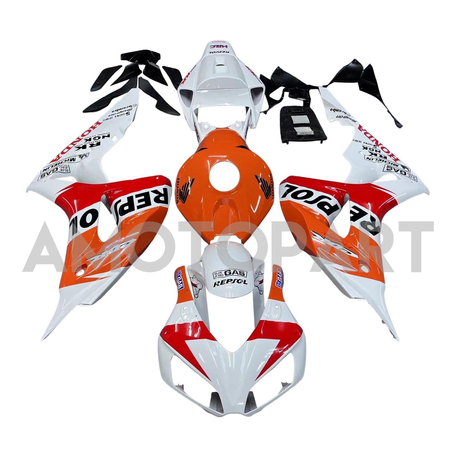 Amotopart Honda CBR1000RR 2006–2007 Weiß Orange Repsol Racing Verkleidungsset