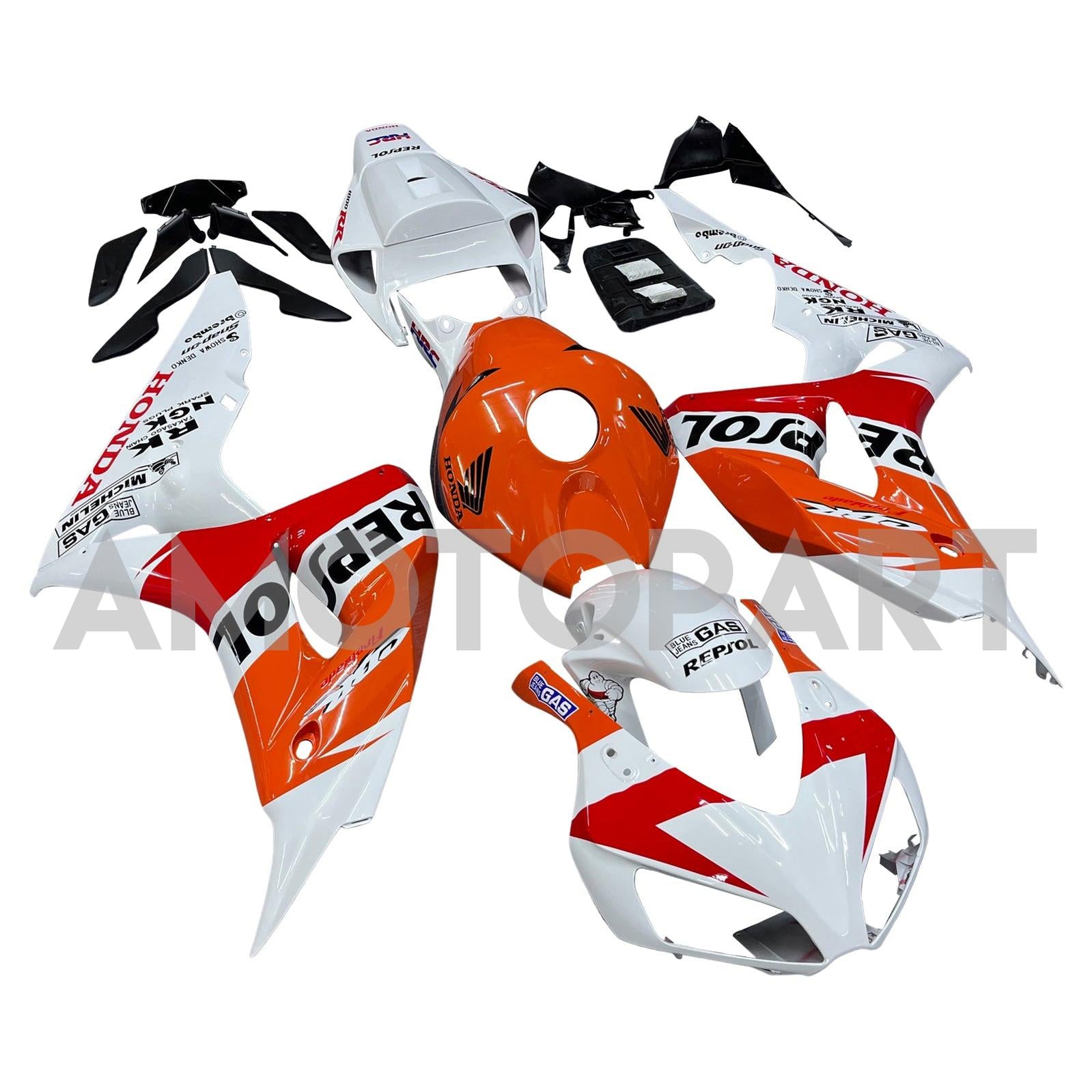 Amotopart Honda CBR1000RR 2006-2007 Kit de carenado Repsol Racing blanco naranja