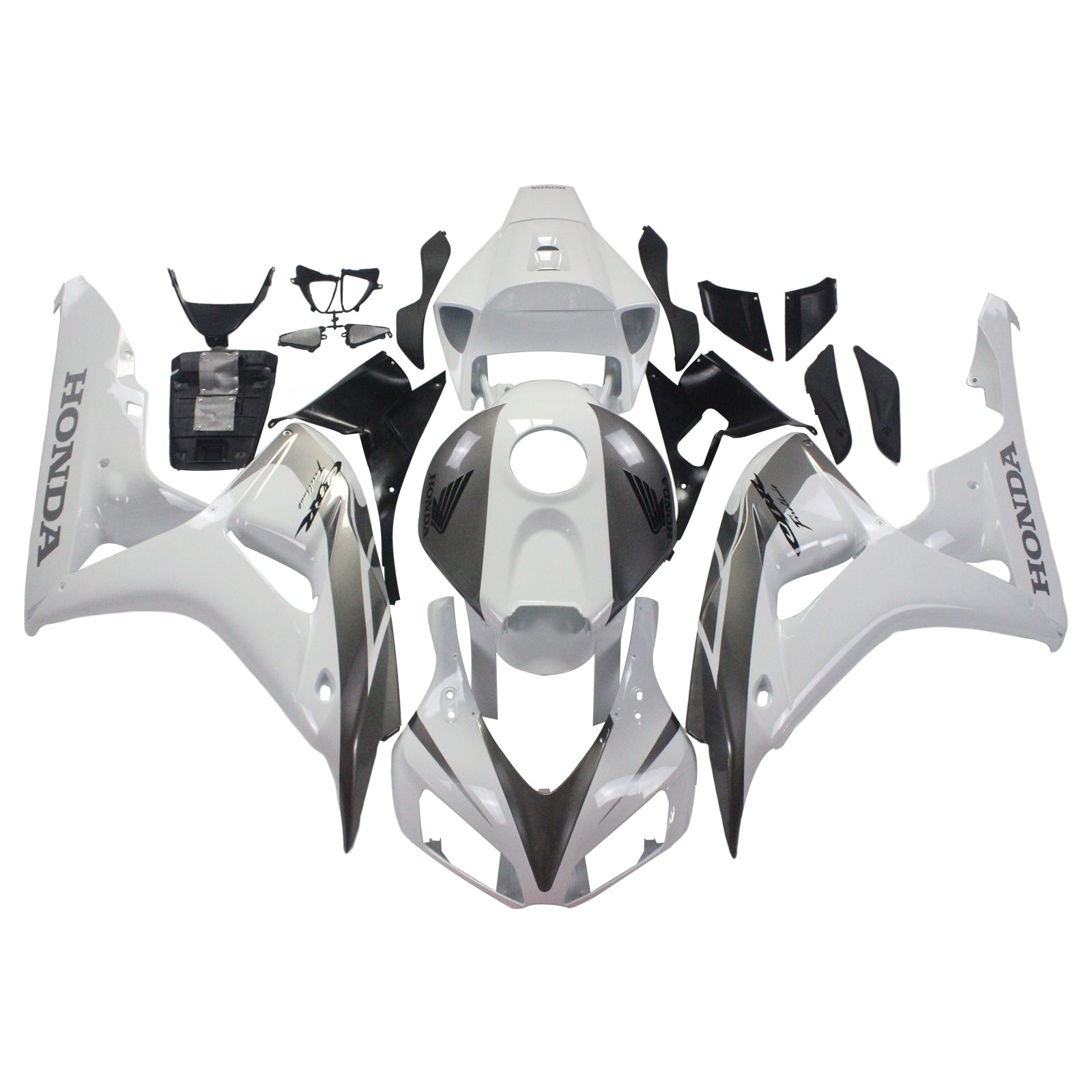 Amotopart Carene Honda CBR1000RR 2006-2007 Carena Bianco e Argento CBR Racing Kit carena