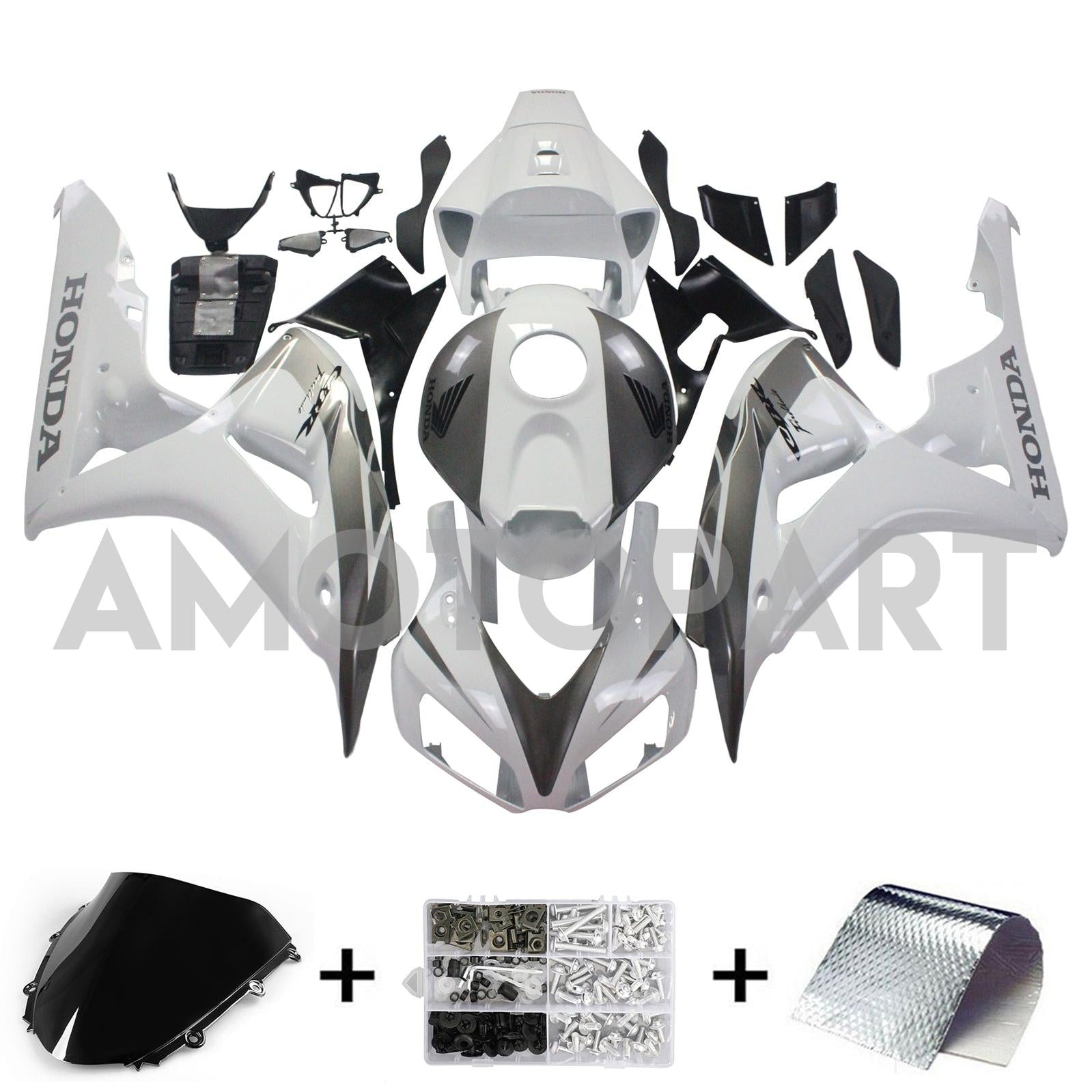 Amotopart-kuipen Honda CBR1000RR 2006-2007 Fairing White & Silver CBR Racing Fairing Kit