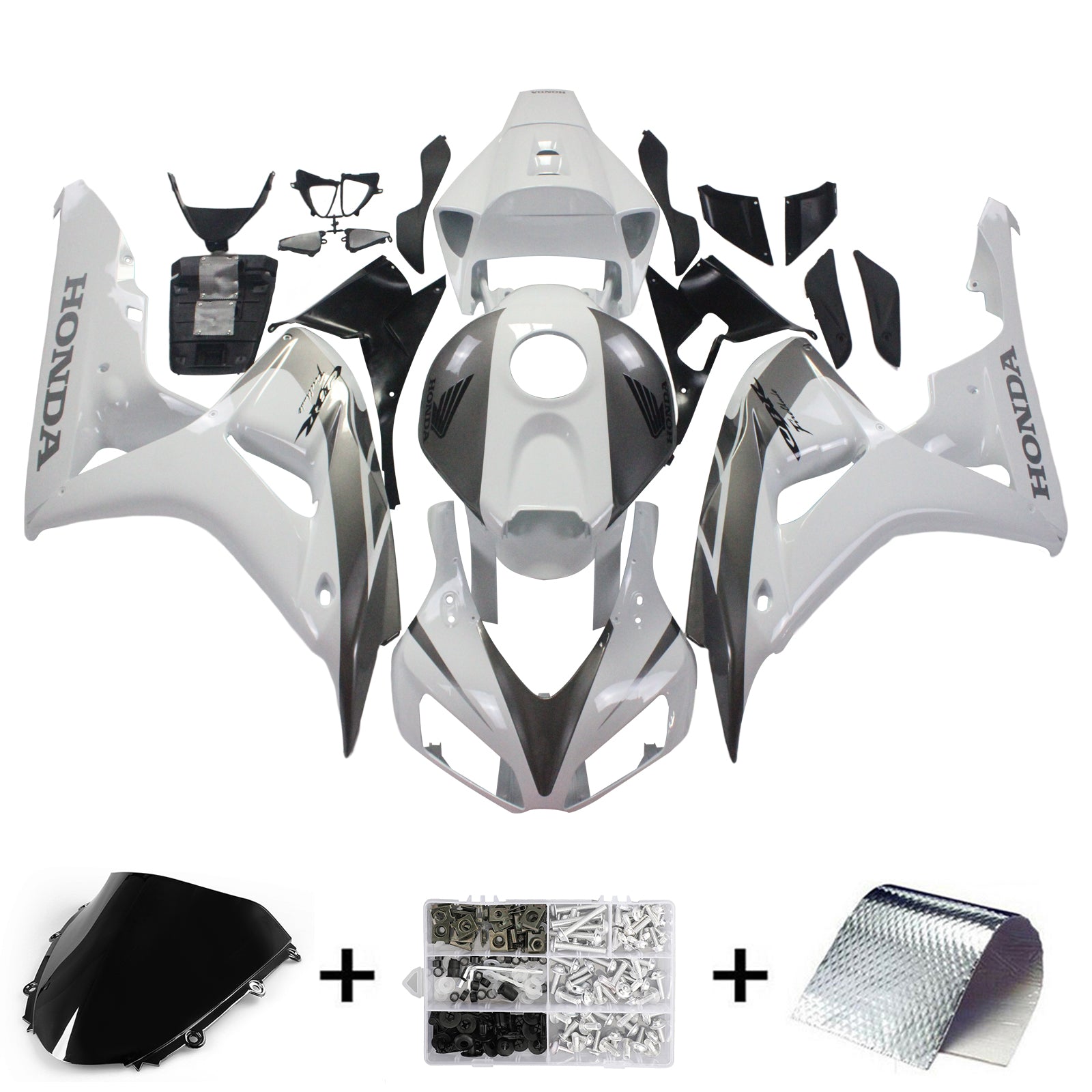 Amotopart Fairings Honda CBR1000RR 2006-2007 Fairing White & Silver CBR Racing Fairing Kit