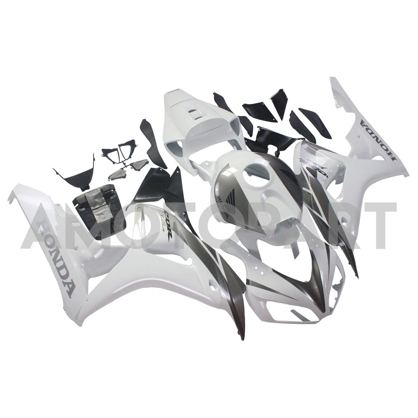 Kapoty Amotopart Honda CBR1000RR 2006-2007 FAILING WHITE & SILBER CBR Racing Fairing Kit