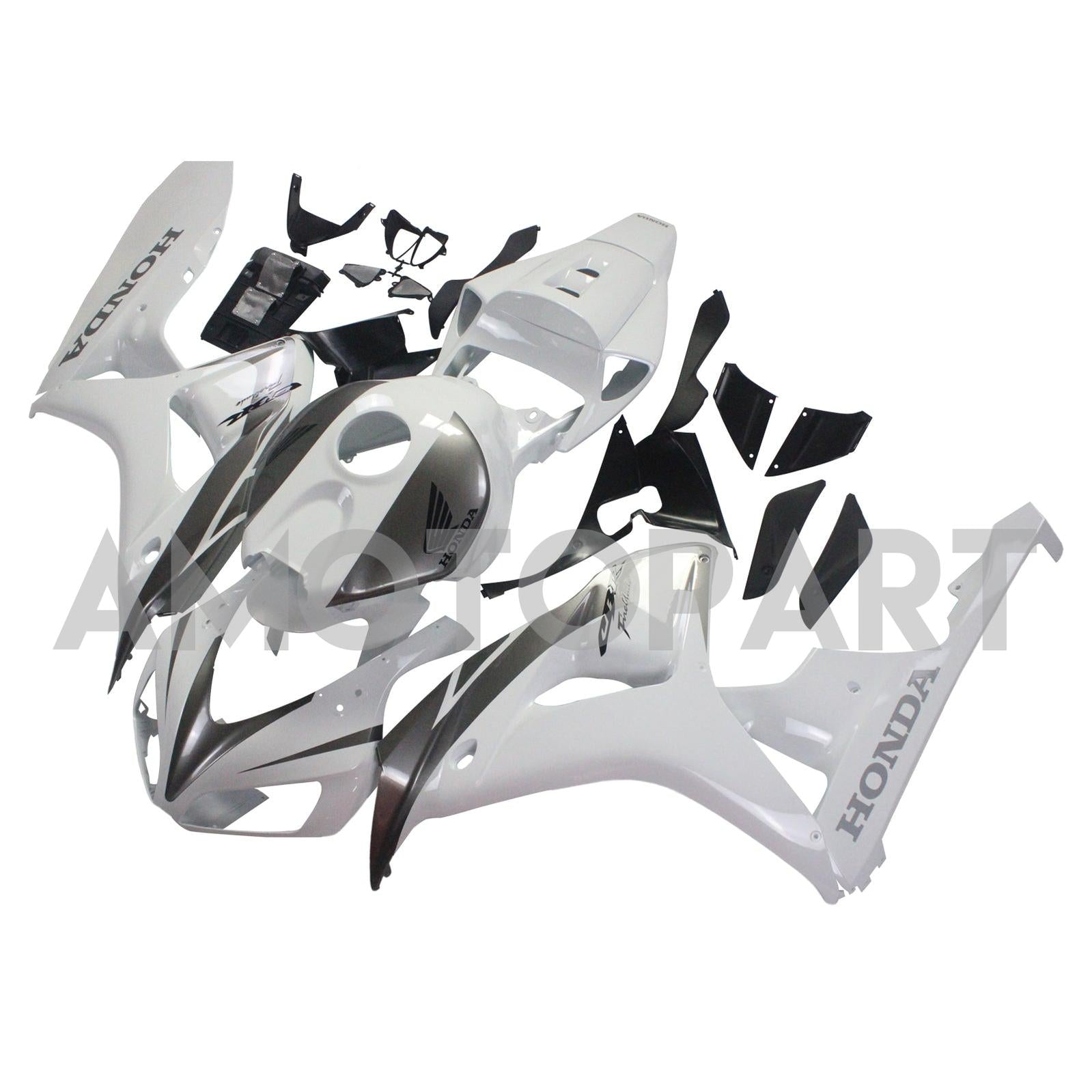 Kapoty Amotopart Honda CBR1000RR 2006-2007 FAILING WHITE & SILBER CBR Racing Fairing Kit
