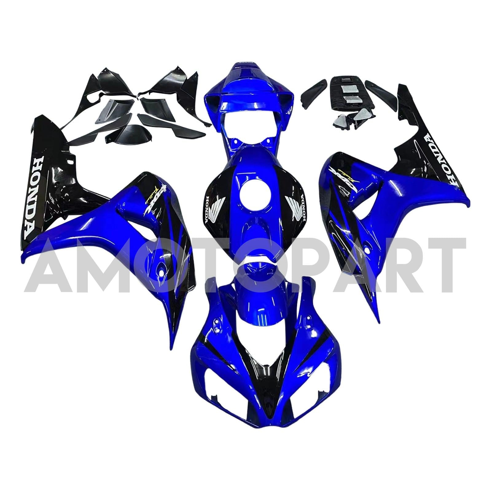 Carénages Amotopart Honda 1000RR 2006-2007 Carénage CBR Racing Bleu & Kit de carénage noir