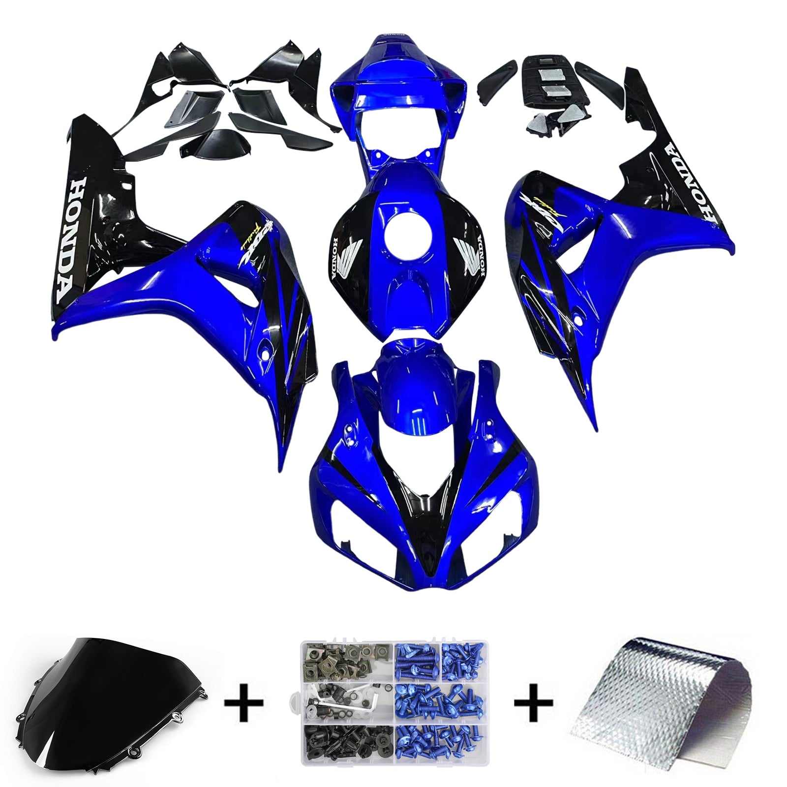 Amotopart Carene Honda 1000RR 2006-2007 Carena CBR Racing Kit carena blu e nera