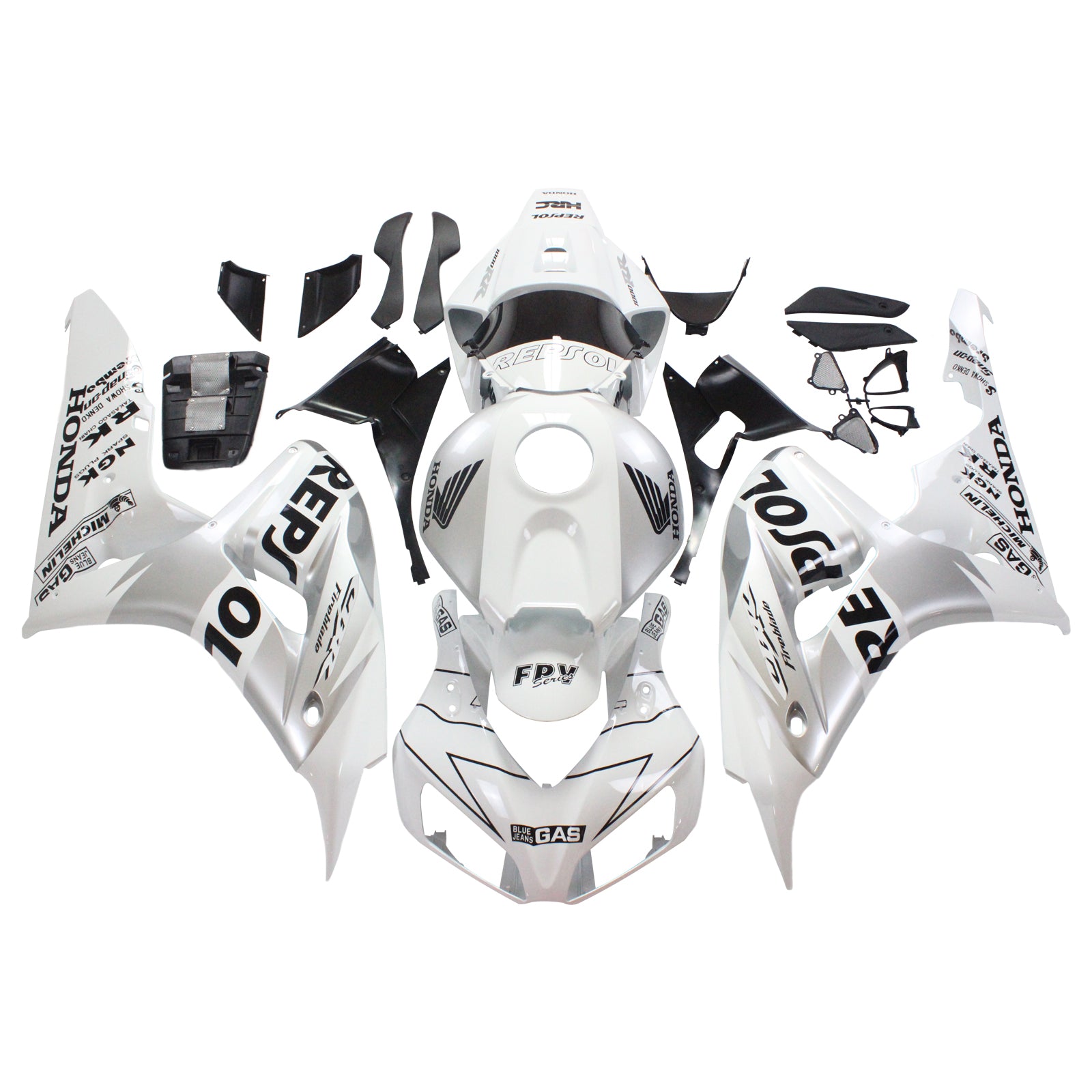 Amotopart Verkleidungen Honda CBR1000RR 2006–2007 Verkleidung Weiß &amp; Silber Repsol Racing Verkleidungsset