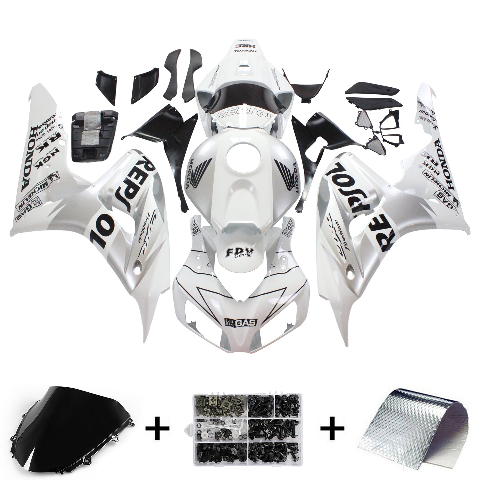 Amotopart Fairings Honda CBR1000RR 2006-2007 Fairing White & Silver Repsol Racing Fairing Kit