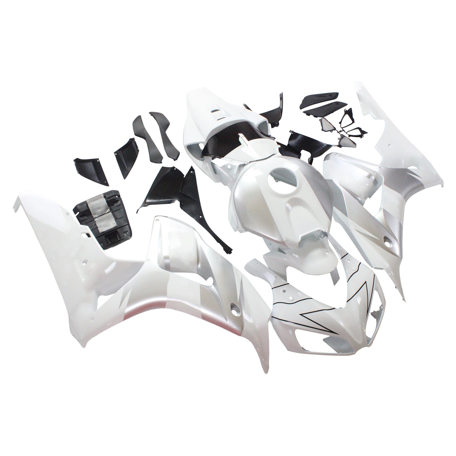 Amotopart Fairings Honda CBR1000RR 2006-2007 Fairing White & Silver Racing Fairing Kit