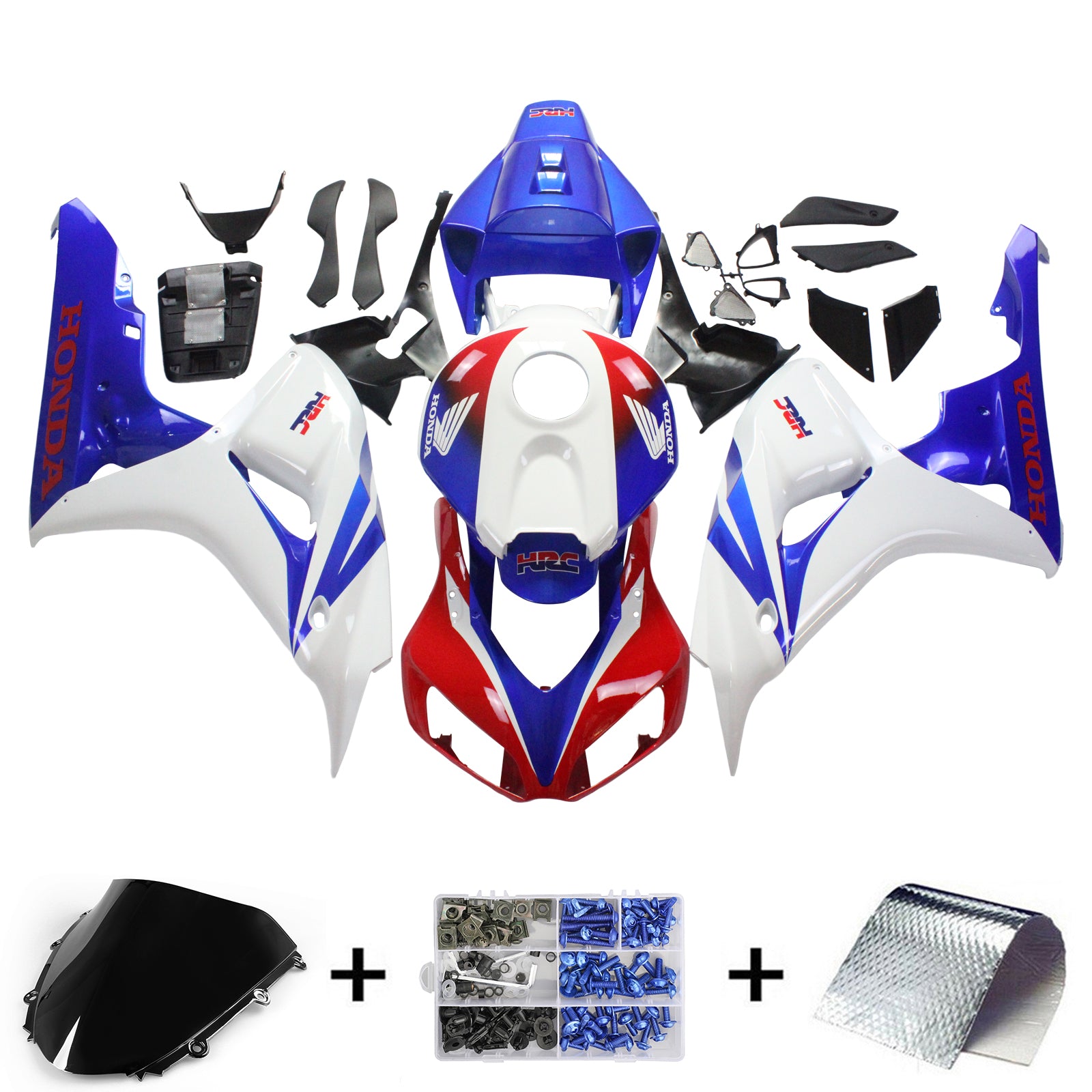 Amotopart Carene Honda CBR1000RR 2006-2007 Carena Rosso Bianco Blu HRC Kit carena da corsa