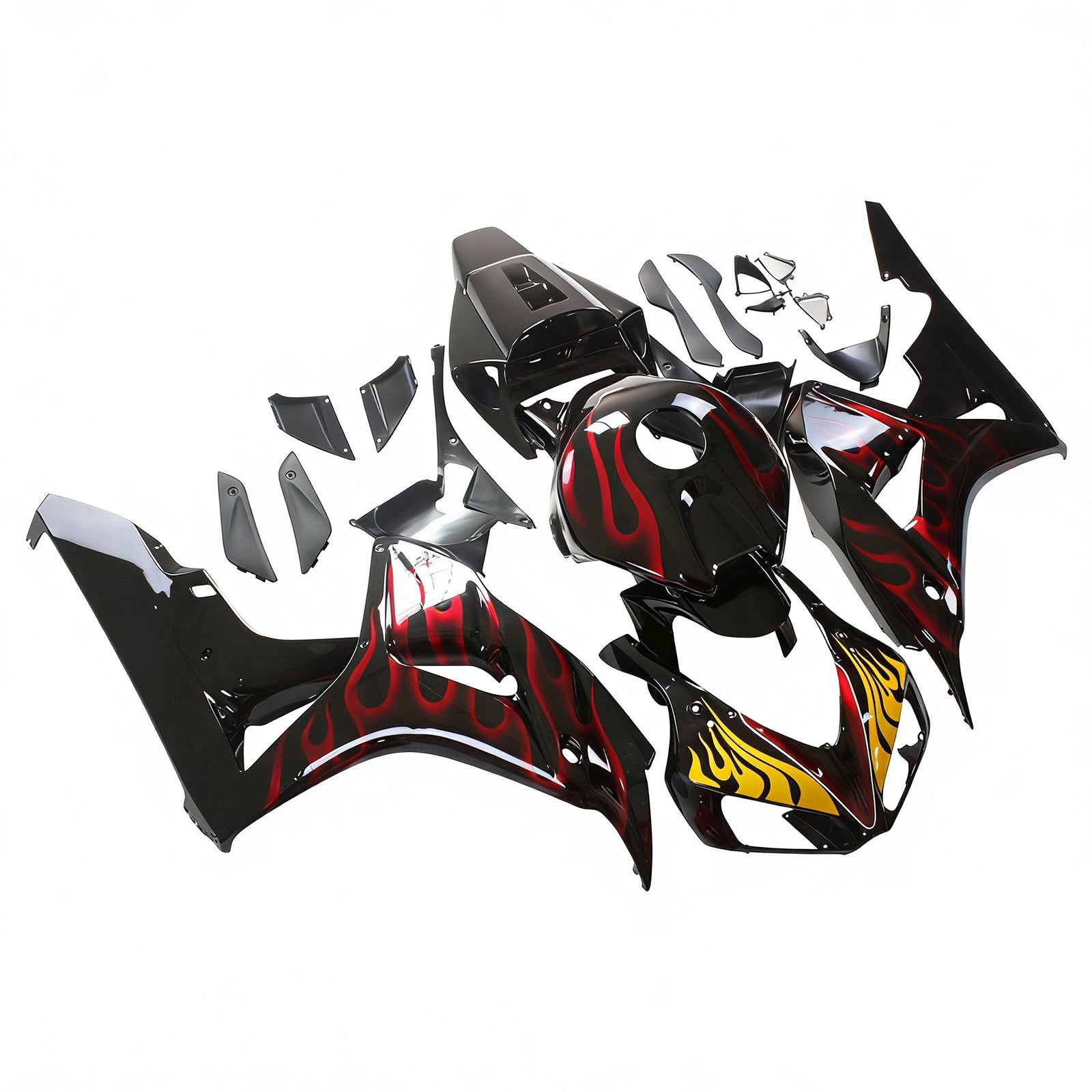 Amotopart Fairings Honda CBR1000RR 2006-2007 Fairing Flame Shark Racing Black & Red Fairing Kit