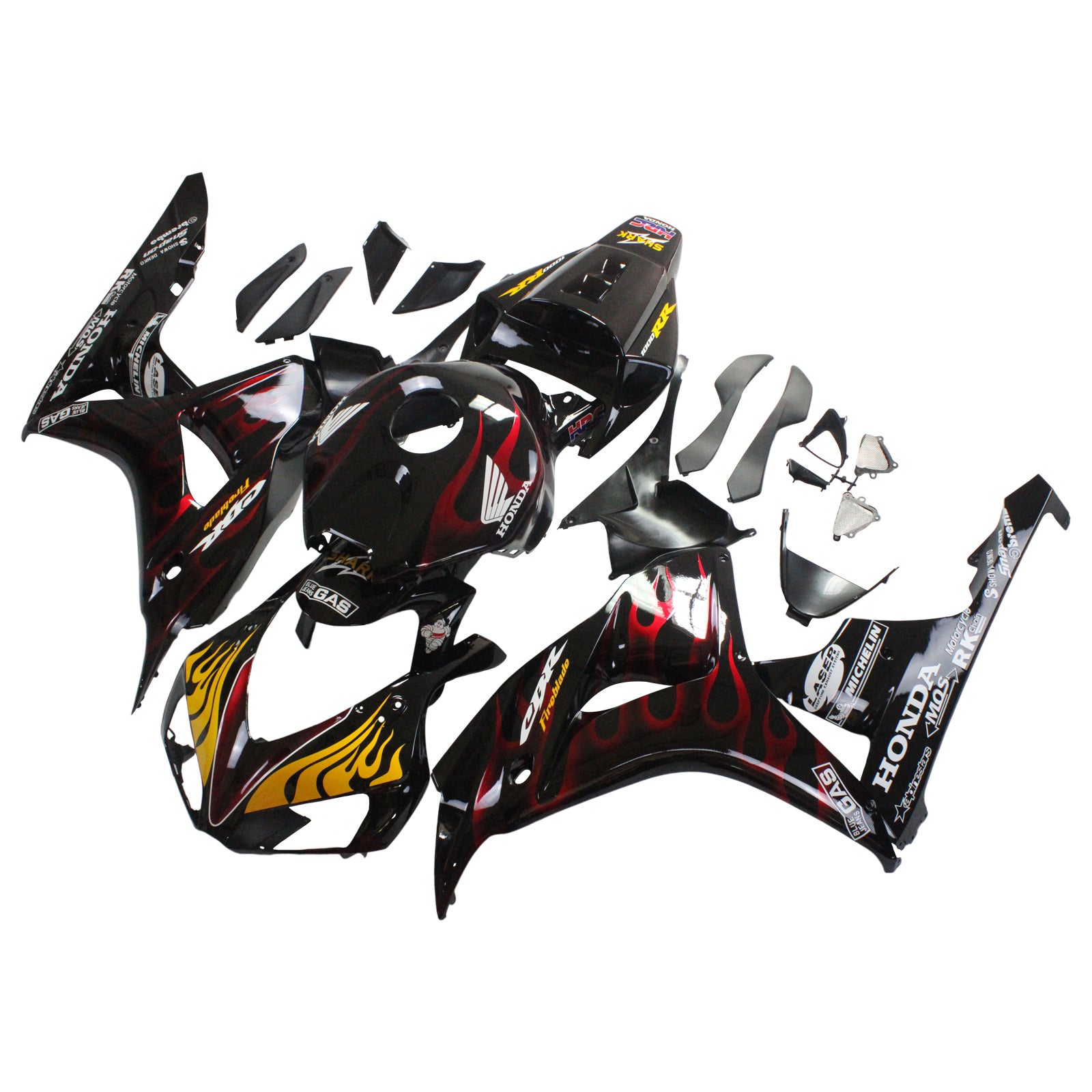 Amotopart Fairings Honda CBR1000RR 2006-2007 Fairing Flame Shark Racing Black & Red Fairing Kit