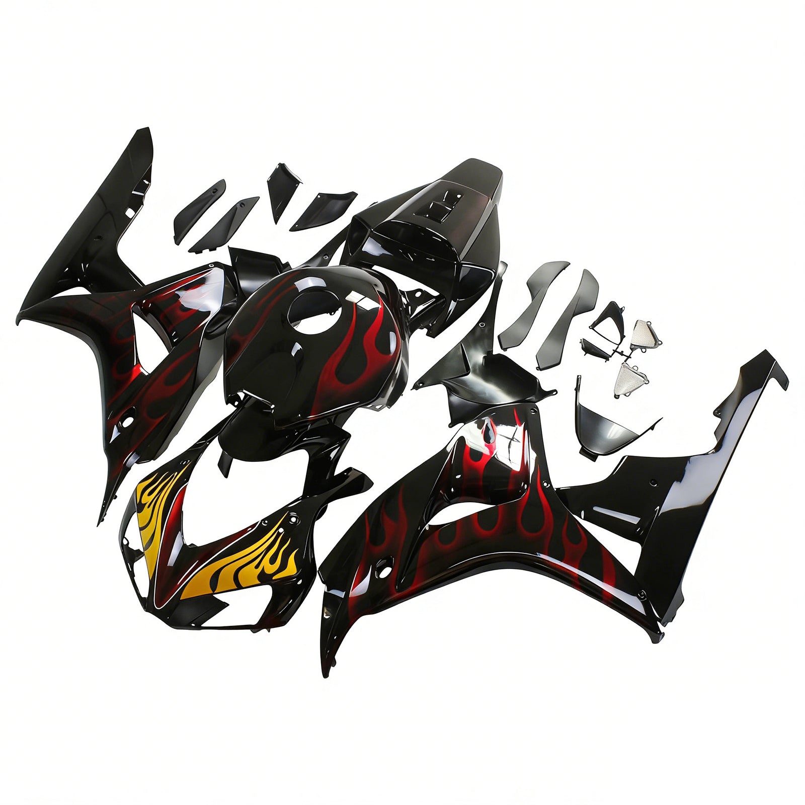 Amotopart Fairings Honda CBR1000RR 2006-2007 Fairing Flame Shark Racing Black & Red Fairing Kit