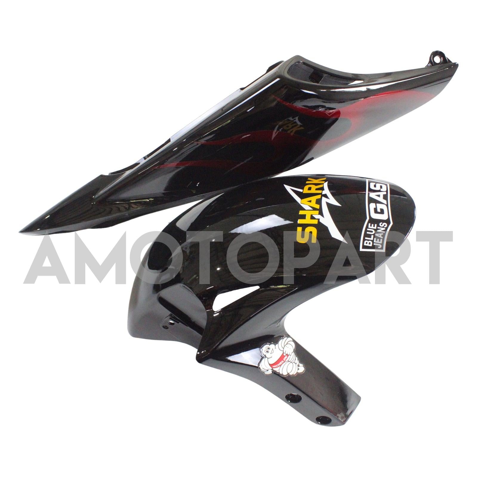 Frailiny Amotopart Honda CBR1000RR 2006-2007 Flame Flame Shark Racing Black & Red Failing Kit